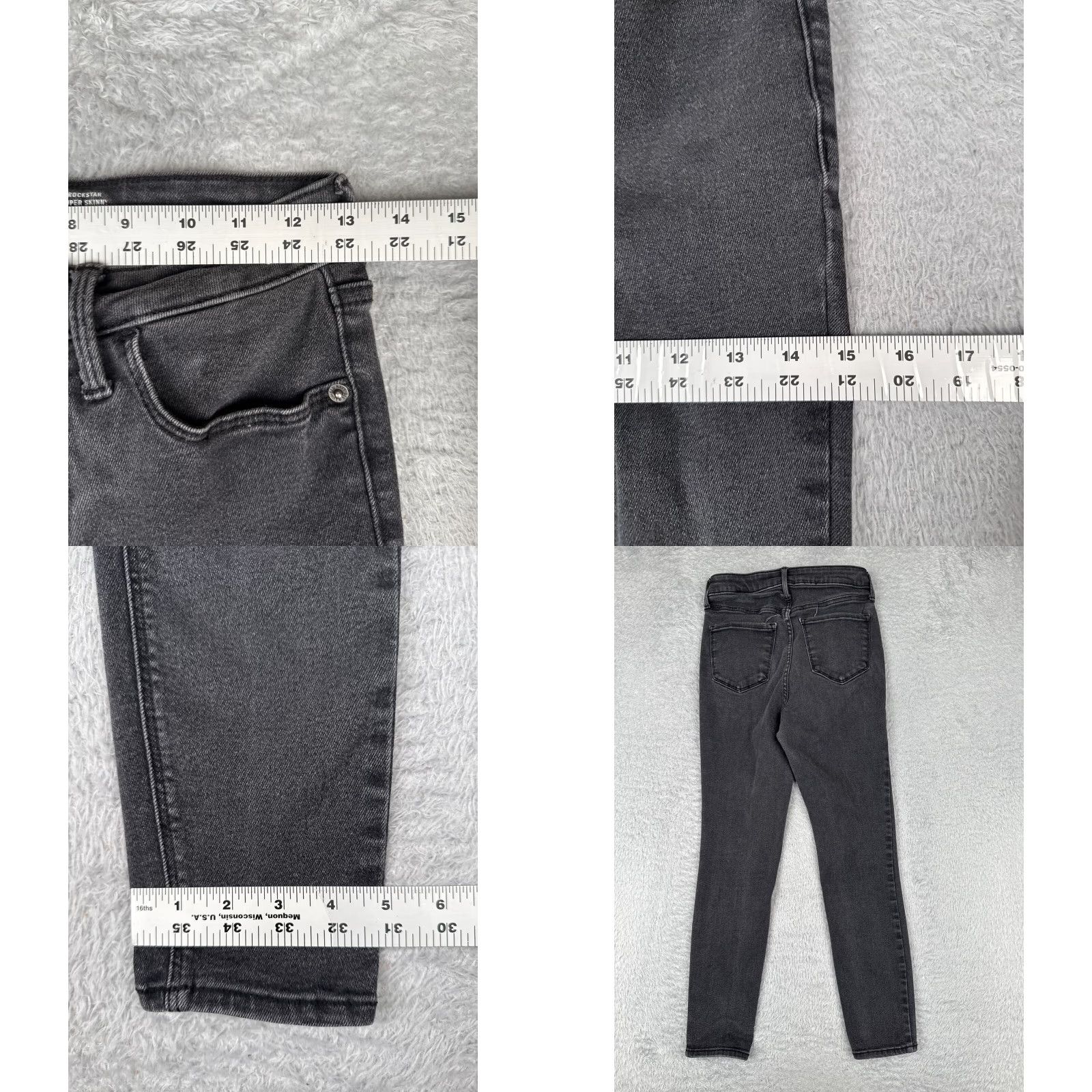 Old Navy VINTAGE Old Navy Jeans Womens 8 Gray Denim Super Skinny Rockstar Extra High Rise 26x26 Size 30" / US 8 / IT 44 - 9 Thumbnail