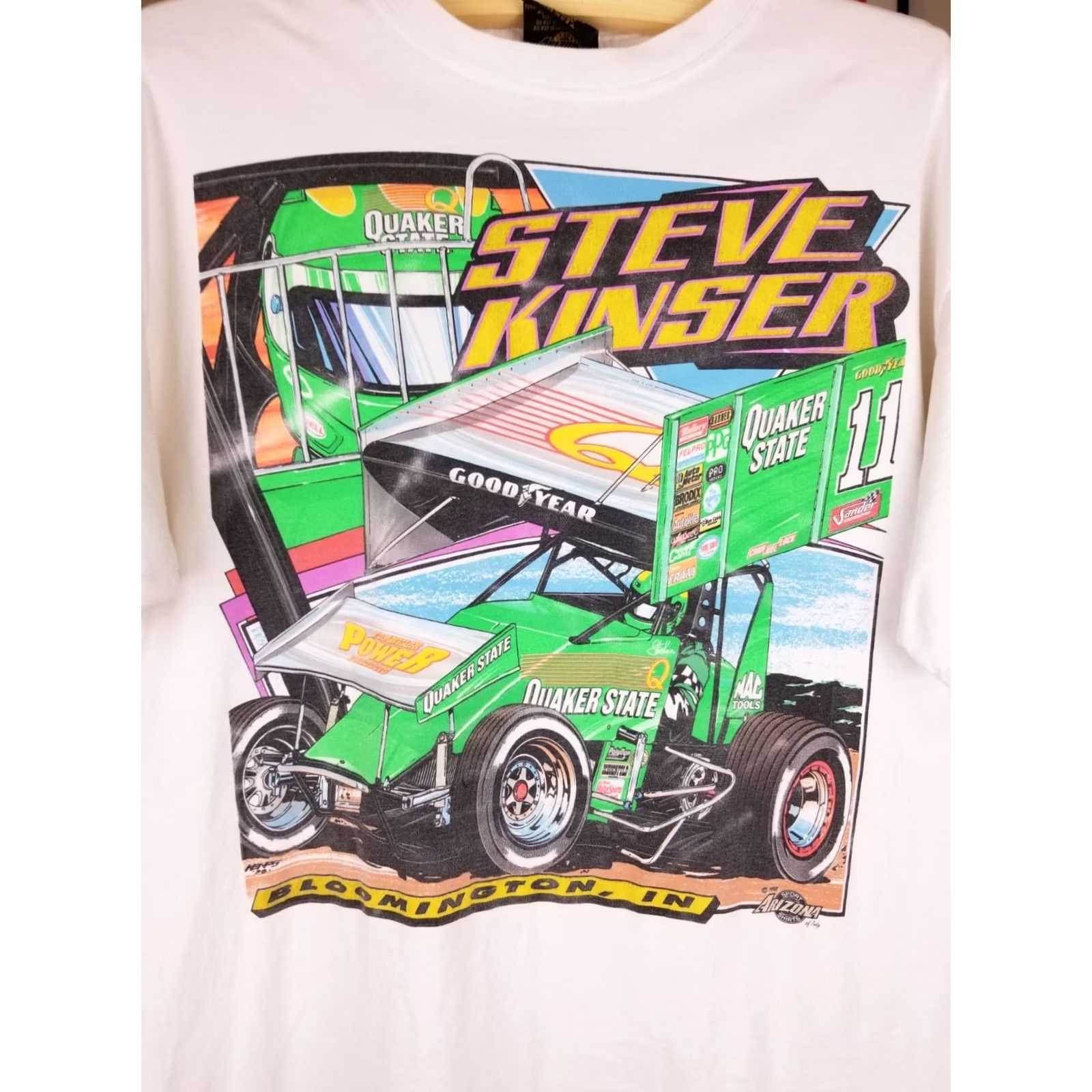 Vintage VINTAGE 98' STEVE KINSER QUAKER STATE RACING ARIZONA WITE COTTON T-SHIRT SZ XL Size US XL / EU 56 / 4 - 2 Thumbnail