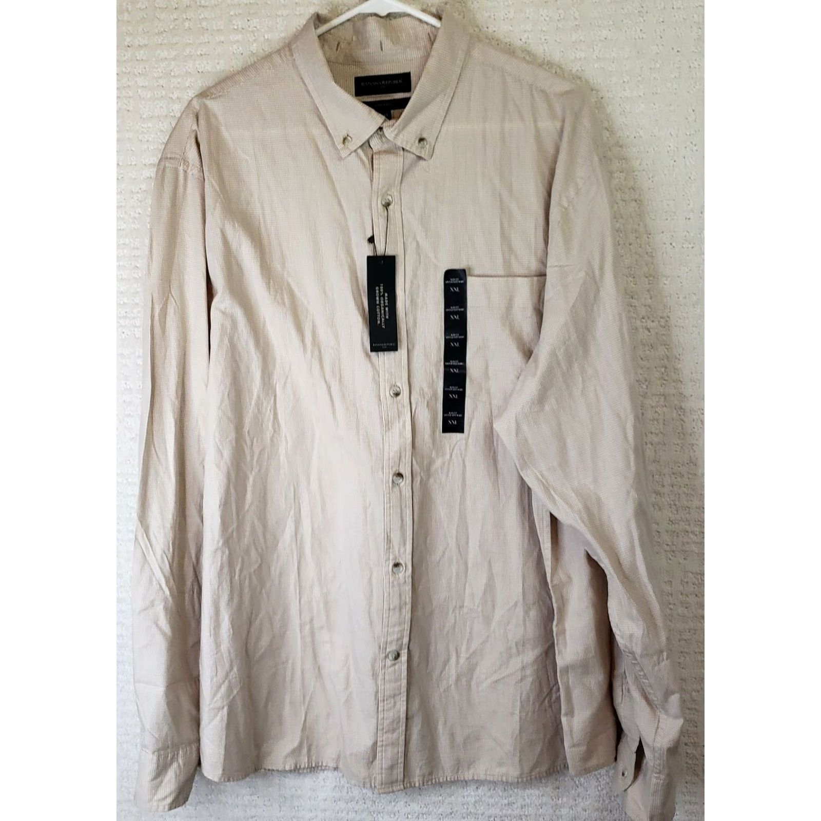 Banana Republic Banana Republic Shirt Men's XXL Beige Check Slim Fit Long Sleeve Button-Up Size US XXL / EU 58 / 5 - 2 Thumbnail