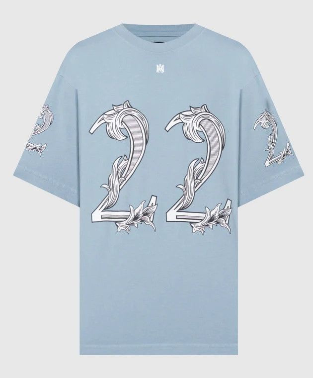Amiri o1s1wg110525 Baroque Logo T-Shirt in Blue/White Size US S / EU 44-46 / 1 - 1 Thumbnail