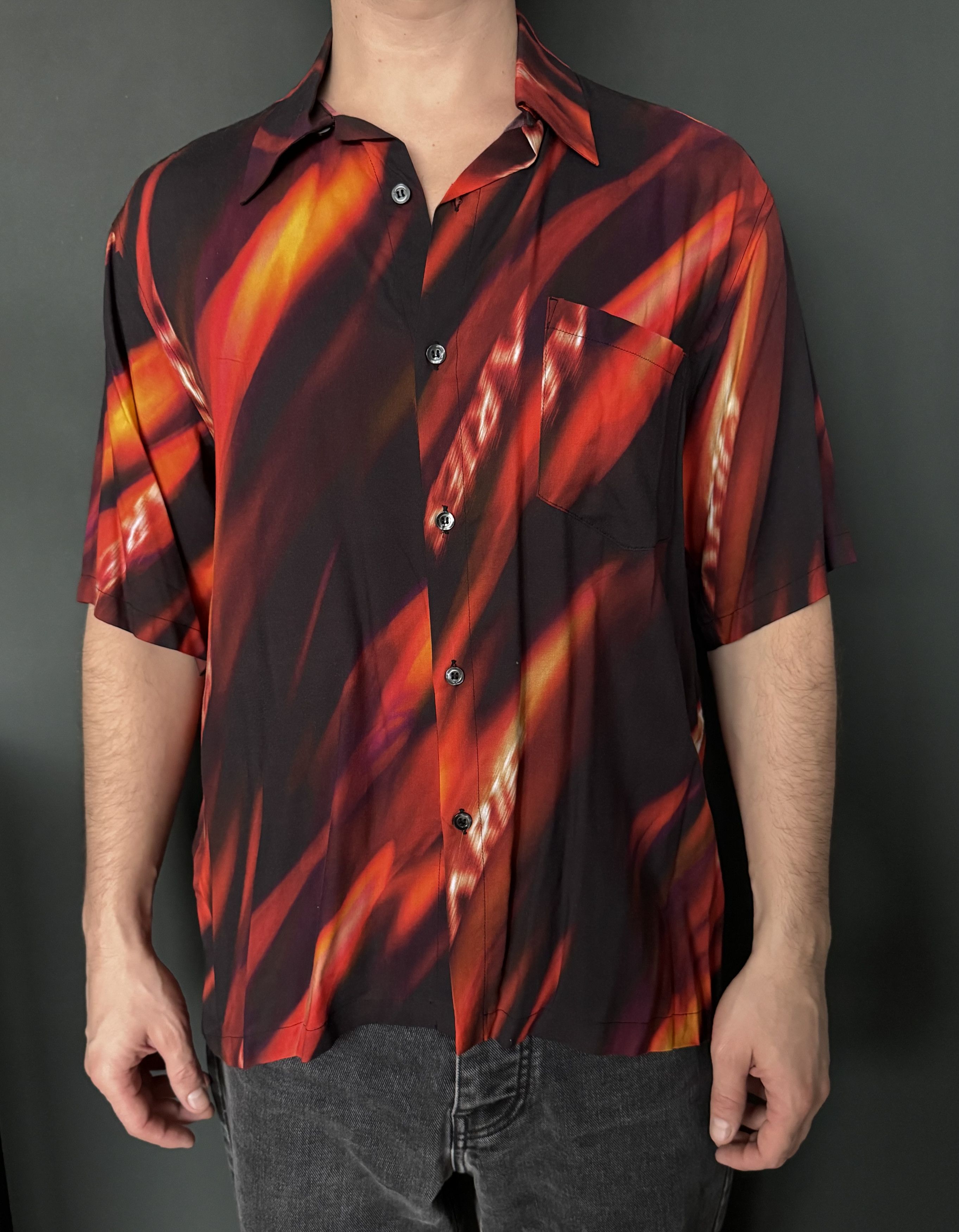 Aries Aries Arise Flame Print Camp Collar Shirt Size US L / EU 52-54 / 3 - 2 Thumbnail