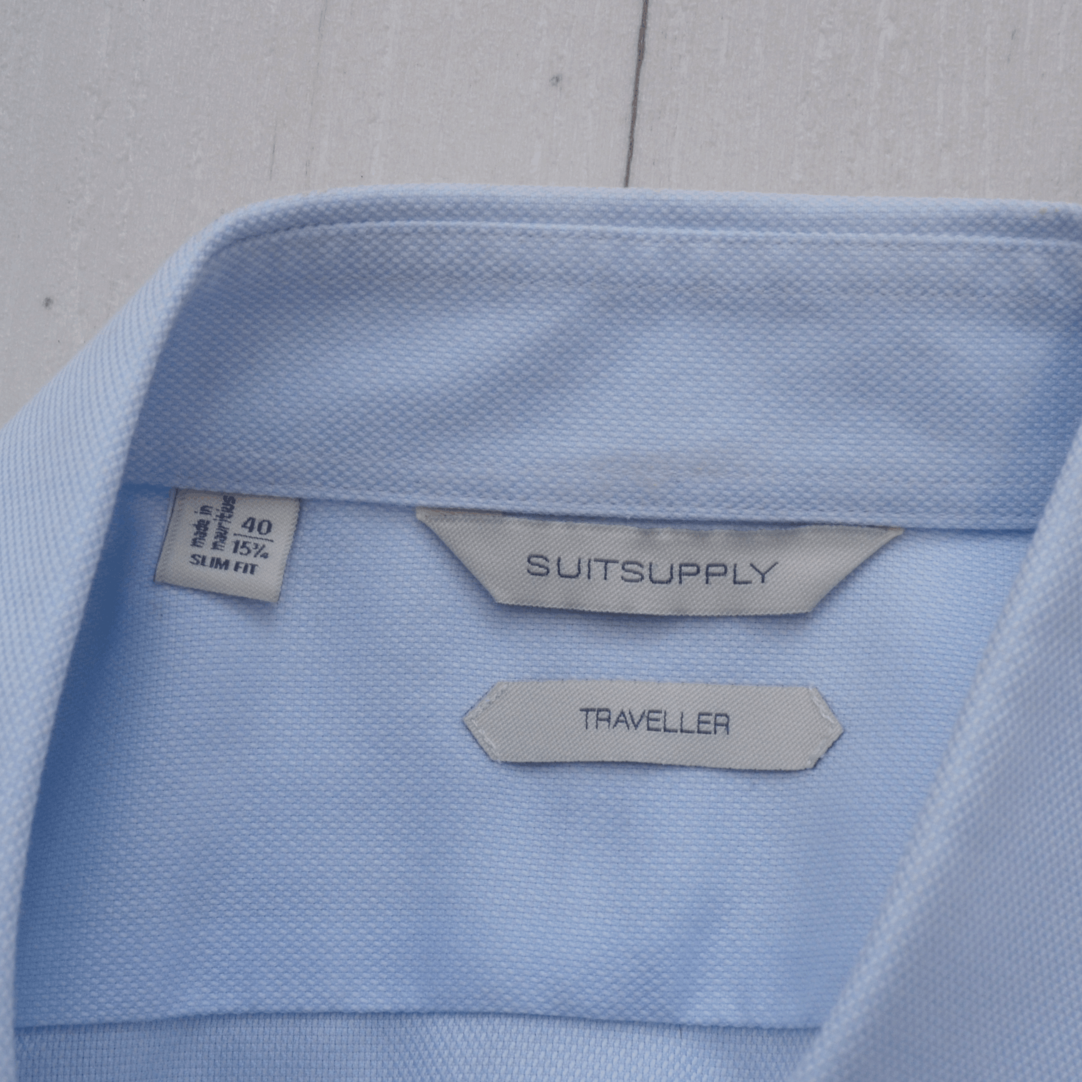 Suitsupply Suitsupply Soild Shirt Cotton TRAVELLER SLIM Blue size 40 Size US M / EU 48-50 / 2 - 7 Thumbnail