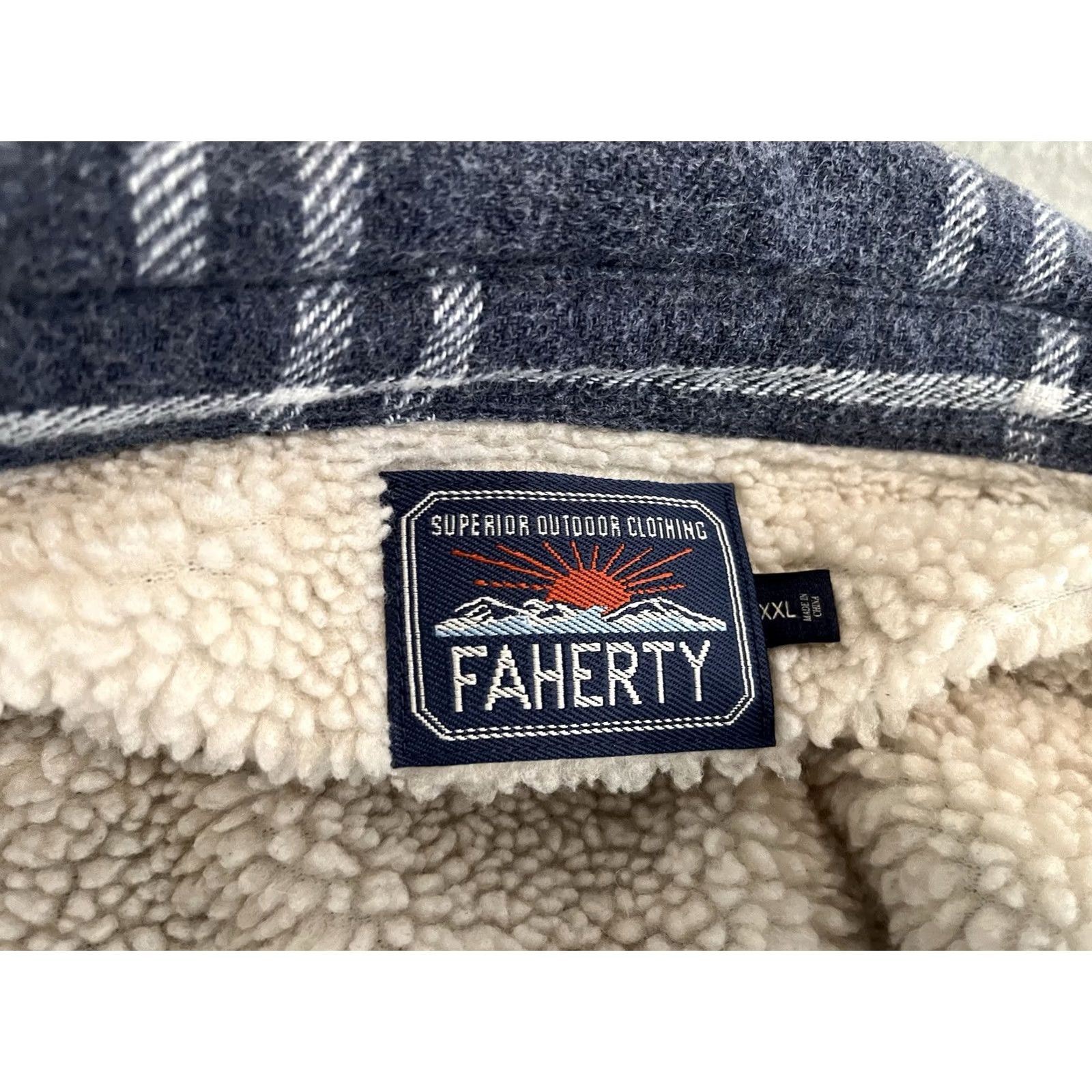 Faherty Faherty Shacket Jacket Plaid Cotton Wool Lined Thick Shirt Jacket 2XL Blue Mens Size US XXL / EU 58 / 5 - 3 Thumbnail
