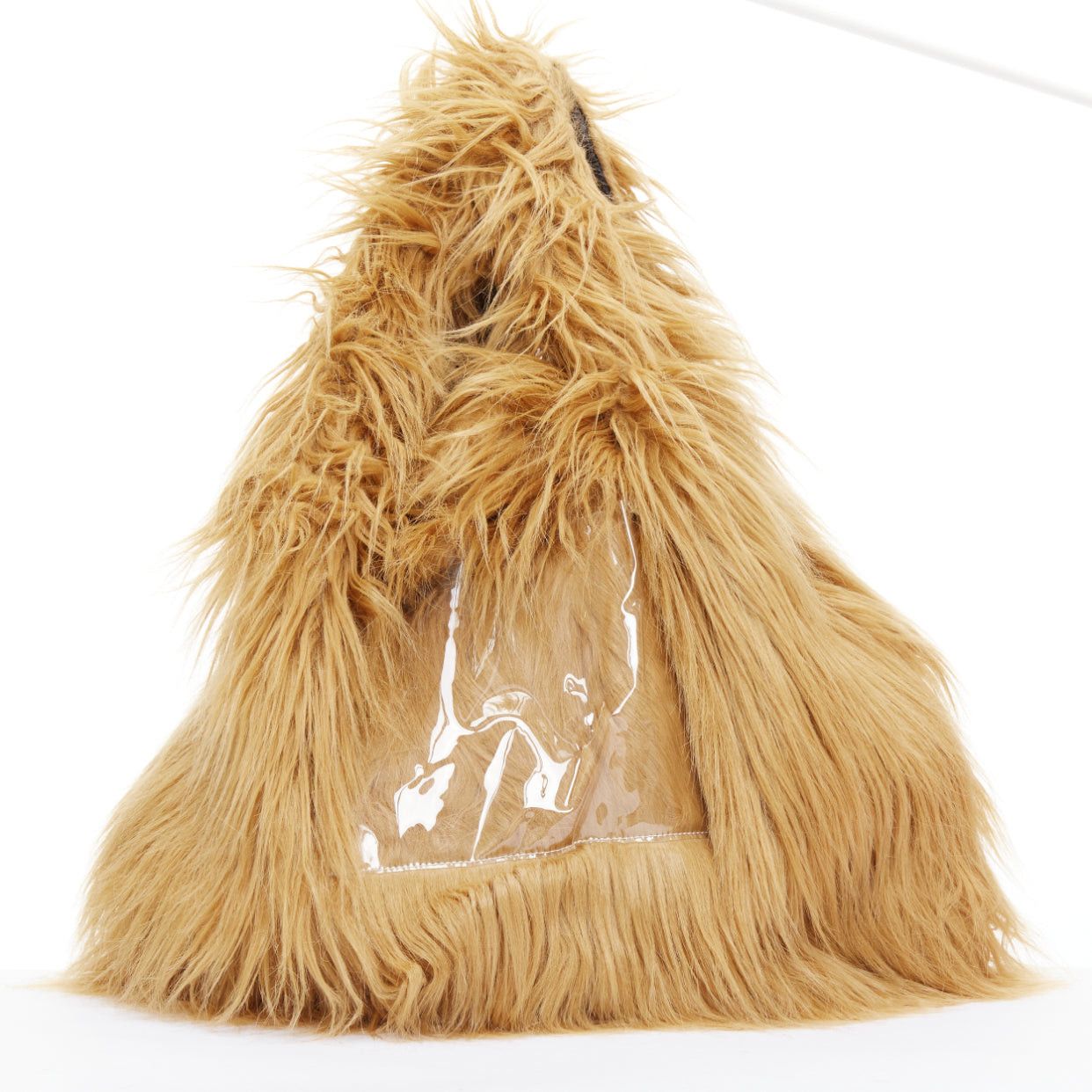 Maison Margiela Mm6 Brown Faux Fur Shaggy Yet Pvc Pocket Tote Bag, Women's