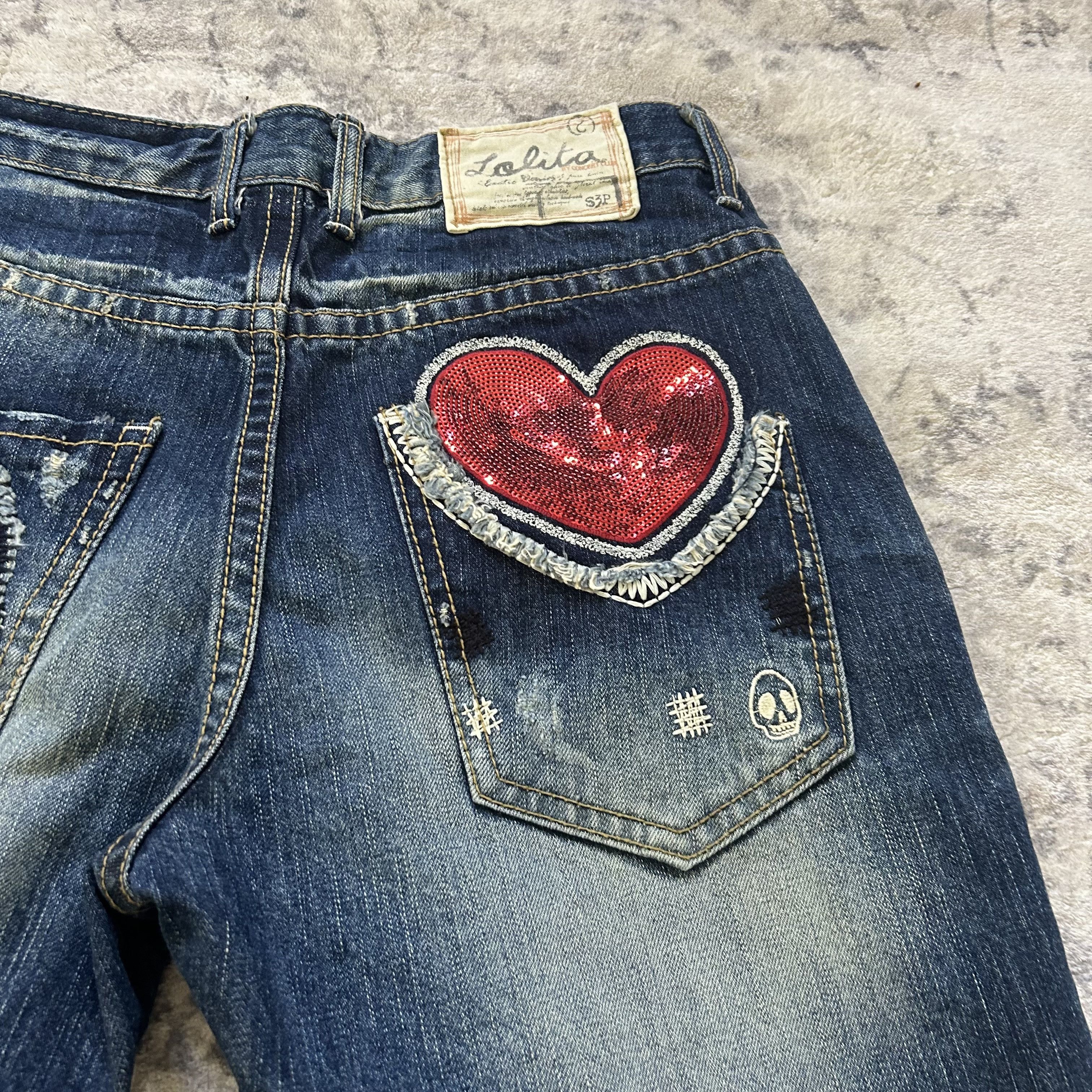 Japanese Brand Lolita Heart Jean Shorts Size 28" / US 6 / IT 42 - 5 Thumbnail