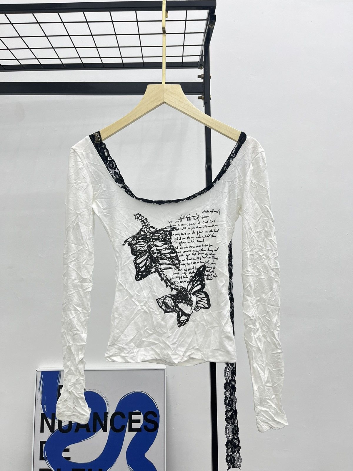 Hysteric Glamour Gothic Japanese Punk Long Sleeve Lace Top – Asymmetrical Cut Size M / US 6-8 / IT 42-44 - 1 Thumbnail