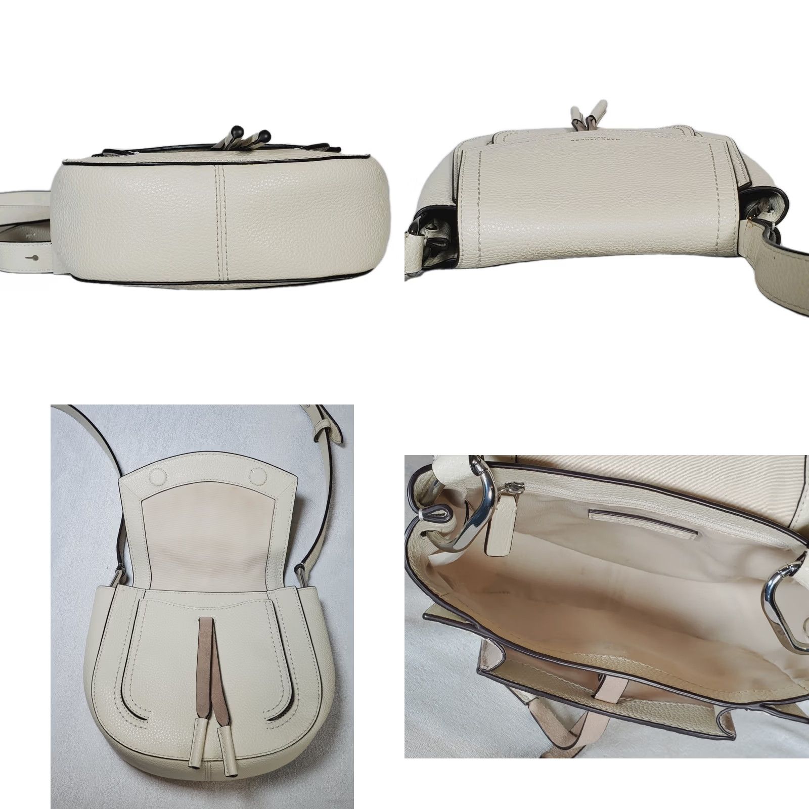 Marc Jacobs Marc Jacobs Maverick Shoulder Bag Cream Pebbled Leather Flap Front Saddle Bag Womens medium Canvas Leather EUC Size ONE SIZE - 8 Thumbnail