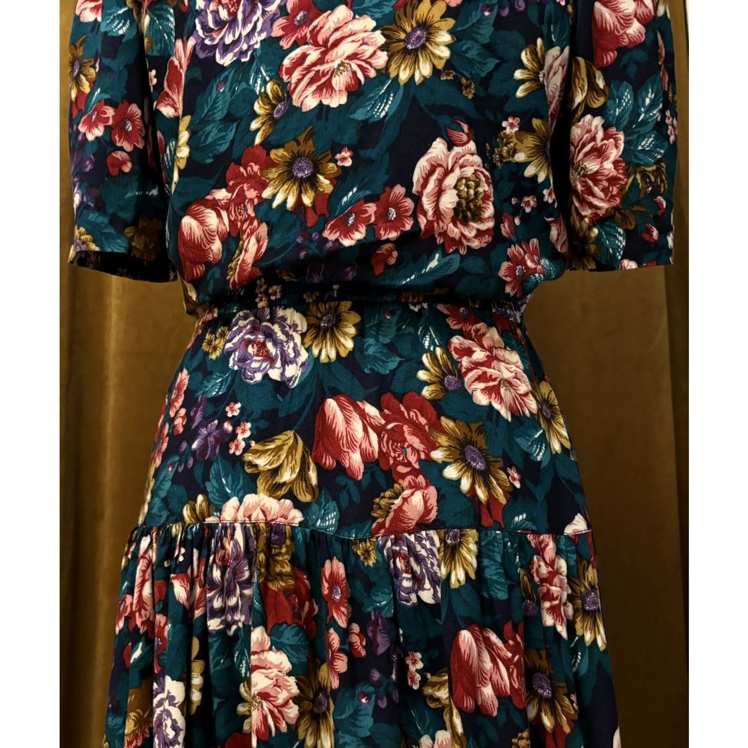 Other Vintage Pellini Floral Midi Dress 7/8 Short Sleeve Size M / US 6-8 / IT 42-44 - 18 Thumbnail