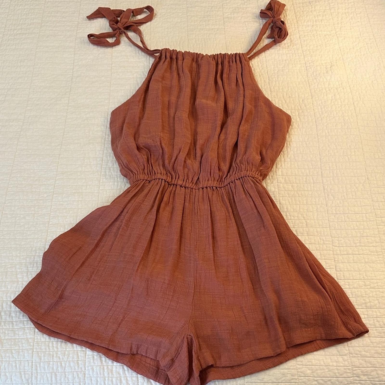 Other KLD small Rust Romper Tie Straps balletcore Coquette Girl Size 28" / US 6 / IT 42 - 1 Thumbnail