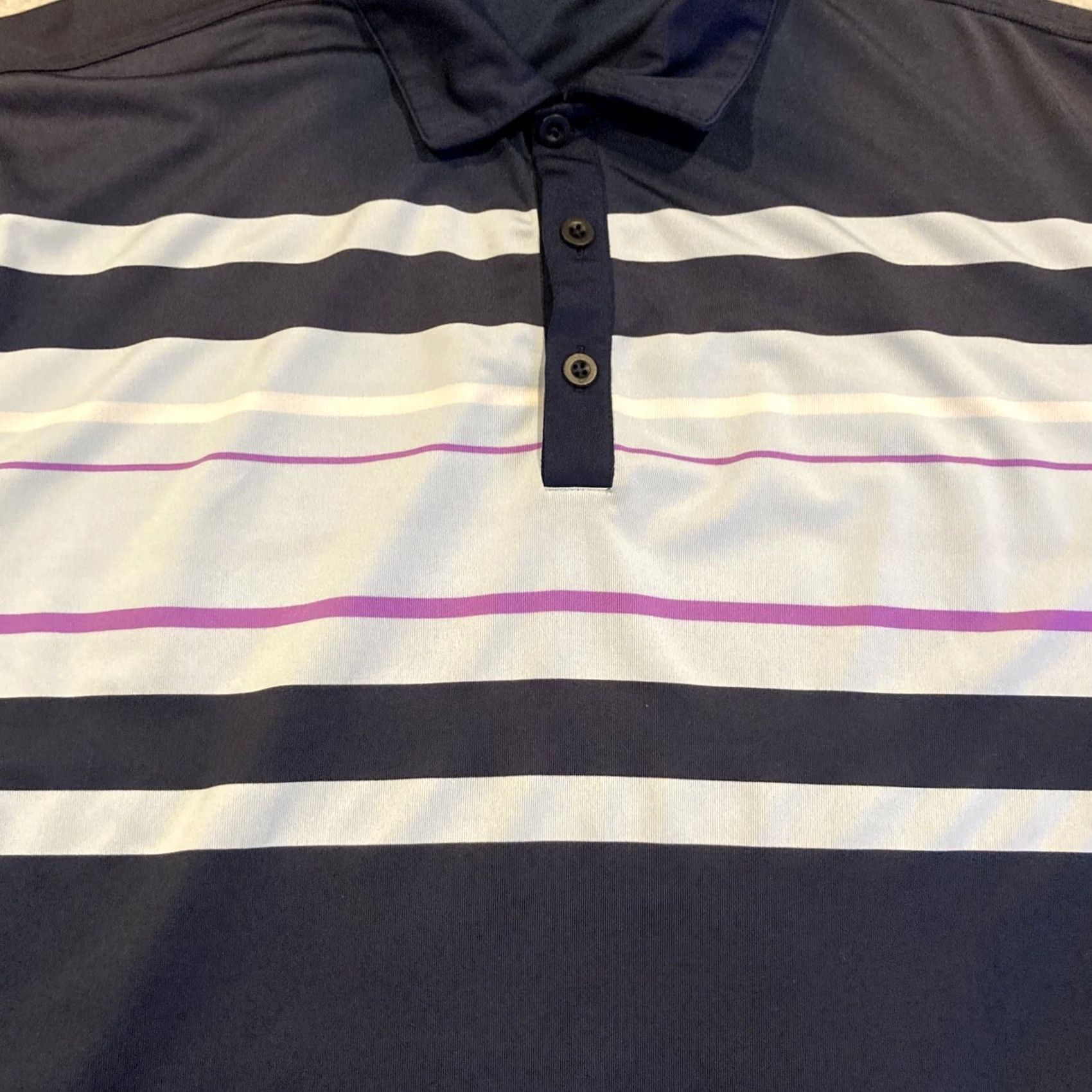 Nike Nike Golf Polo - Short Sleeve Striped Blue Purple - XL - Men Size US XL / EU 56 / 4 - 2 Thumbnail