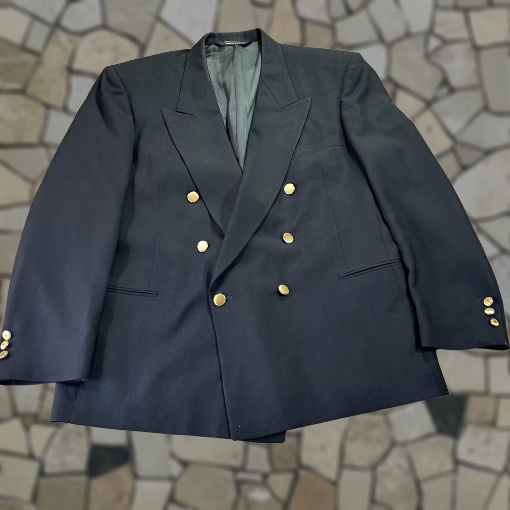 Doublet VINTAGE Henry Grethel Blazer Mens 44 Black Double Breasted Sport Coat Jacket USA Size 44R - 1 Thumbnail
