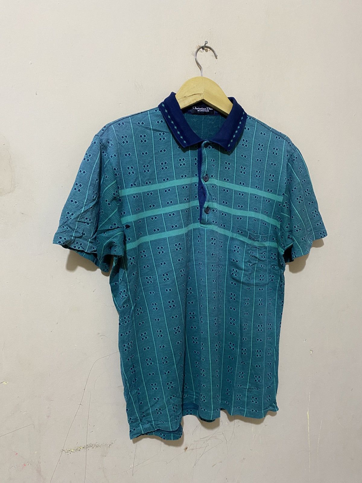 Dior 90s Christian Dior Monsieur Pattern Polo Shirt Size US L / EU 52-54 / 3 - 2 Thumbnail