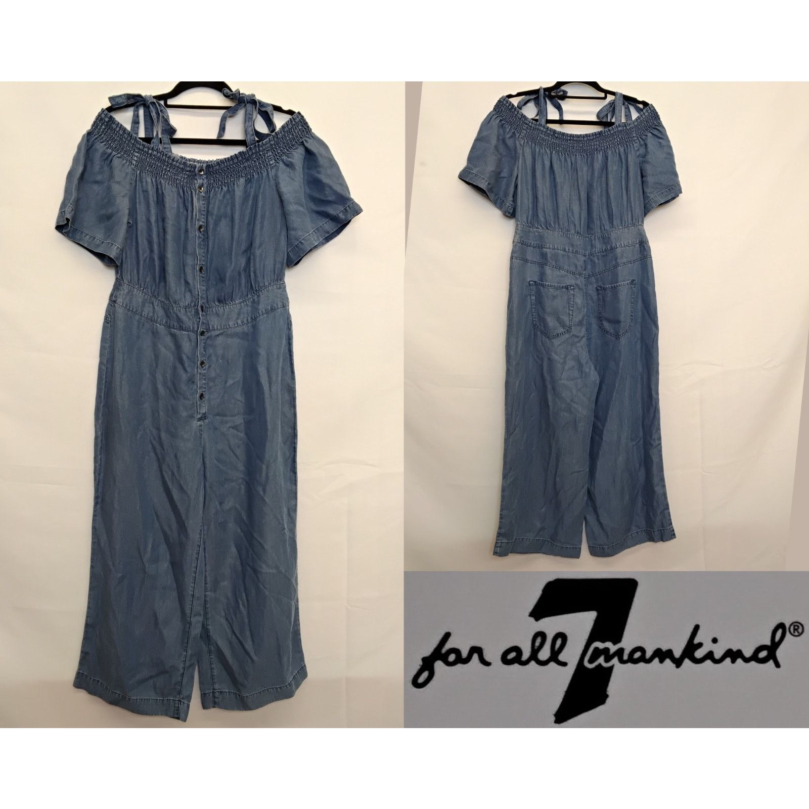 7 For All Mankind 7 For All Mankind Jumpsuit Women L Blue Smocked Lyocell New Size 34" / US 12 / IT 48 - 1 Thumbnail