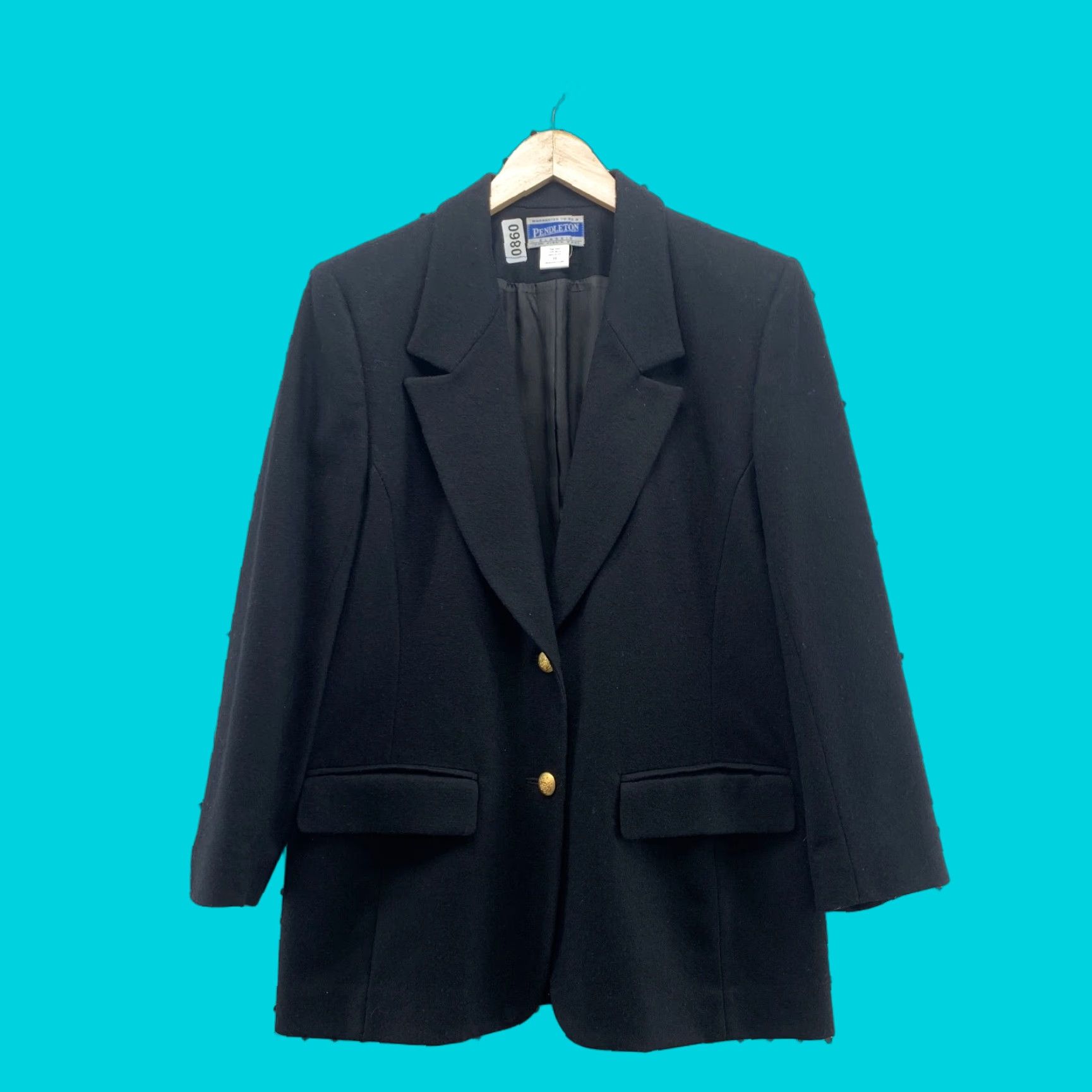 Pendleton VINTAGE Pendleton Classic Blazer Womens Size 10 Black 100% Wool Lined 20.5x30 Size L / US 10 / IT 46 - 1 Thumbnail