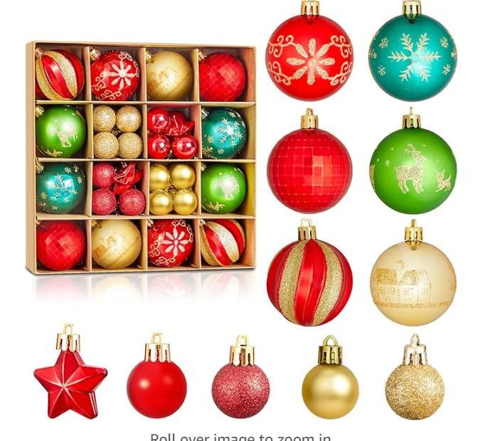 NBDN Nobrandedon Ornament Set, Shatterproof 44 PCS Set, Multi-Size Size ONE SIZE - 1 Thumbnail