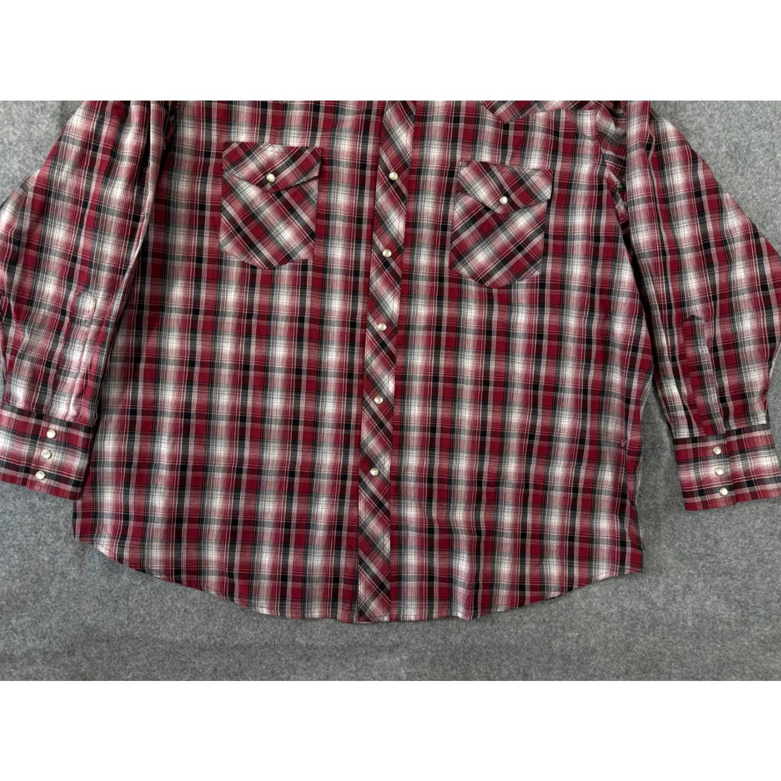 Wrangler VINTAGE Wrangler Western Shirt Mens 2XL Maroon Red Plaid Pearl Snap Cowboy Long Sleeve Pockets Size US XXL / EU 58 / 5 - 4 Thumbnail