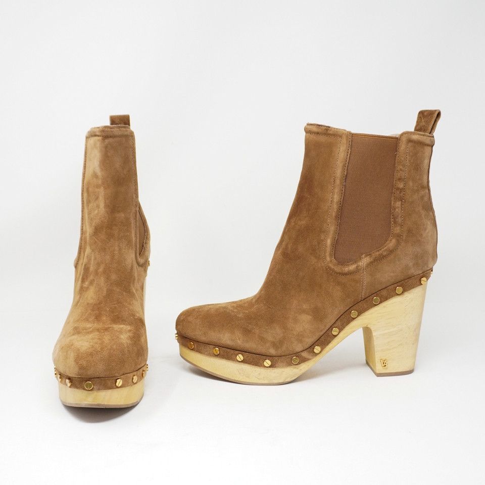 image of Veronica Beard Decker Suede Studded Embellished Shoes in Brown, Women's (Size 11)