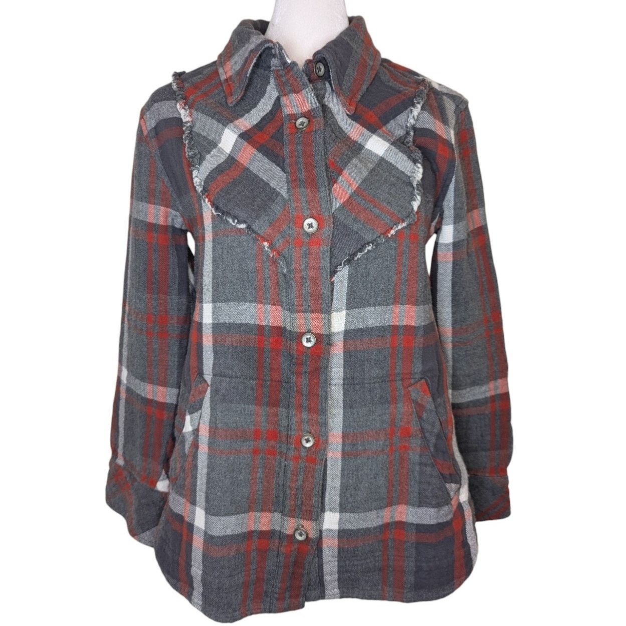 Other CAbi Tavern Shirt Chore Jacket Grey Orange Button Up XS Size XS / US 0-2 / IT 36-38 - 5 Thumbnail