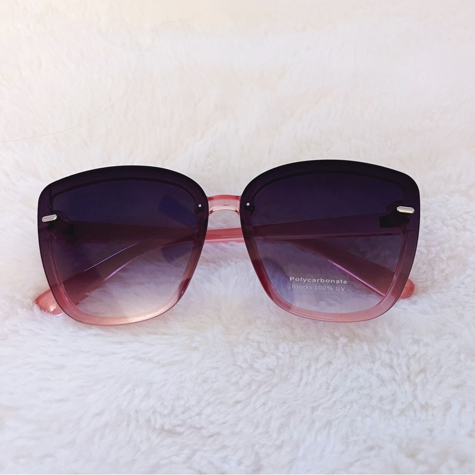 Other Giselle Black & Pink Oversized Cat Eye Sunglasses Size ONE SIZE - 1 Thumbnail