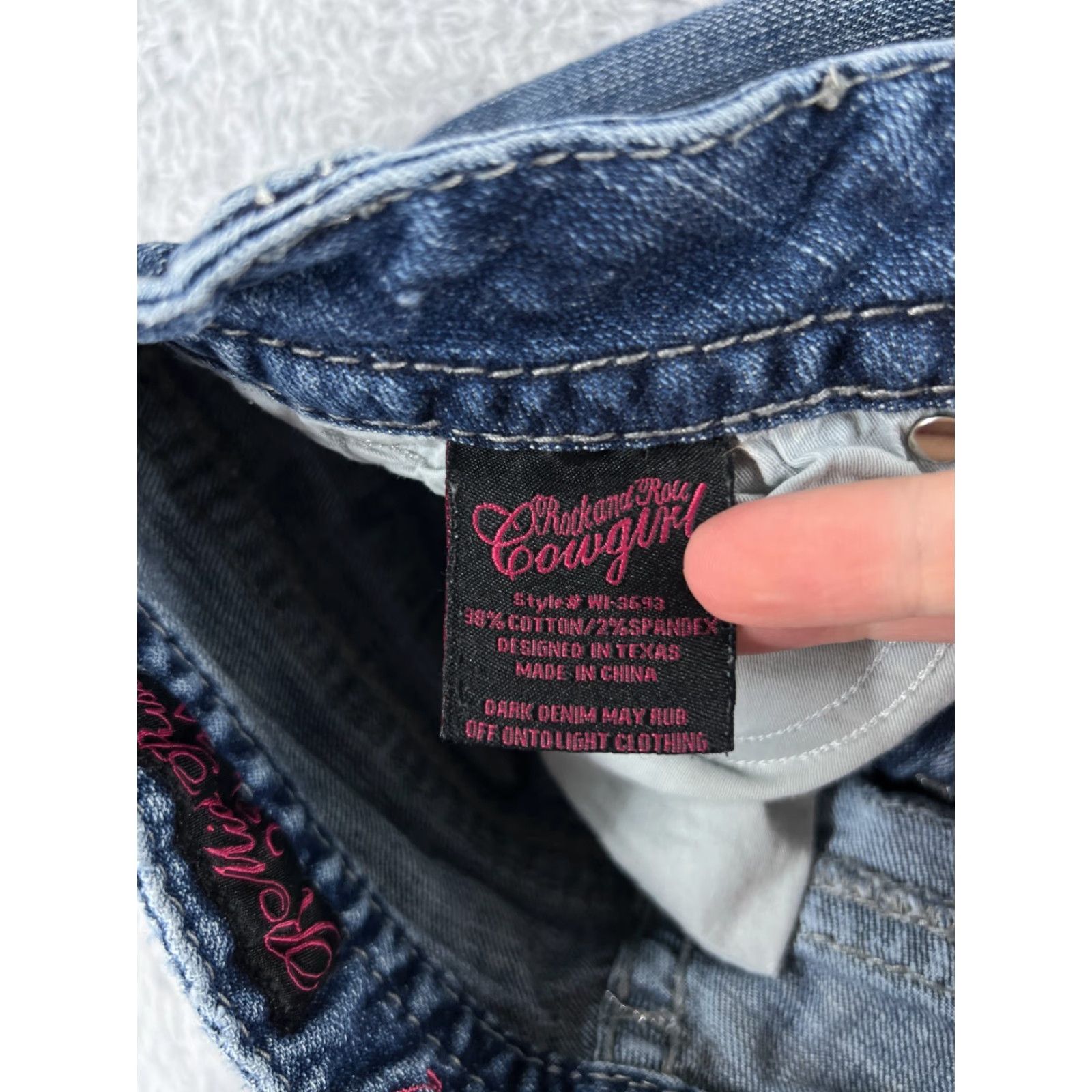 Denime Rock And Roll Cowgirl Jeans Womens 28 Blue Denim Mid Rise Bootcut 26x31 Read Rock Girls Womens Jeans Size 28" / US 6 / IT 42 - 7 Thumbnail