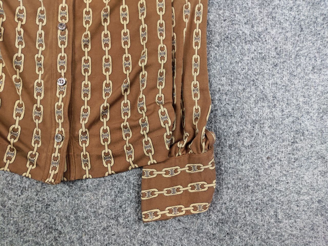Celine Vintage 70's Celine Pure Silk Monogram Logo Blouse Shirt Size M / US 6-8 / IT 42-44 - 9 Thumbnail