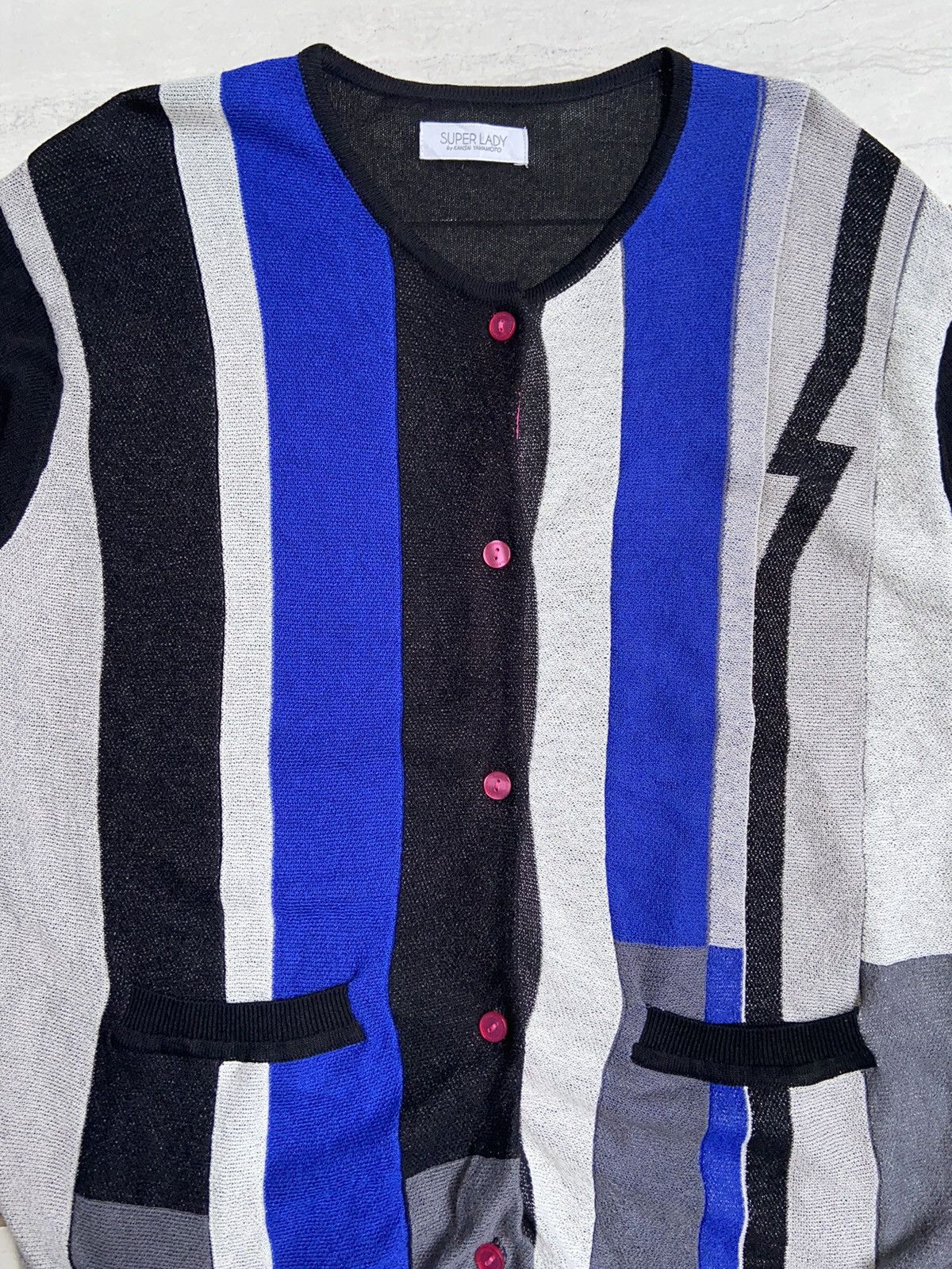 Designer × Japanese Brand × Kansai Yamamoto KANSAI YAMAMOTO Striped Cardigan Size L / US 10 / IT 46 - 2 Thumbnail