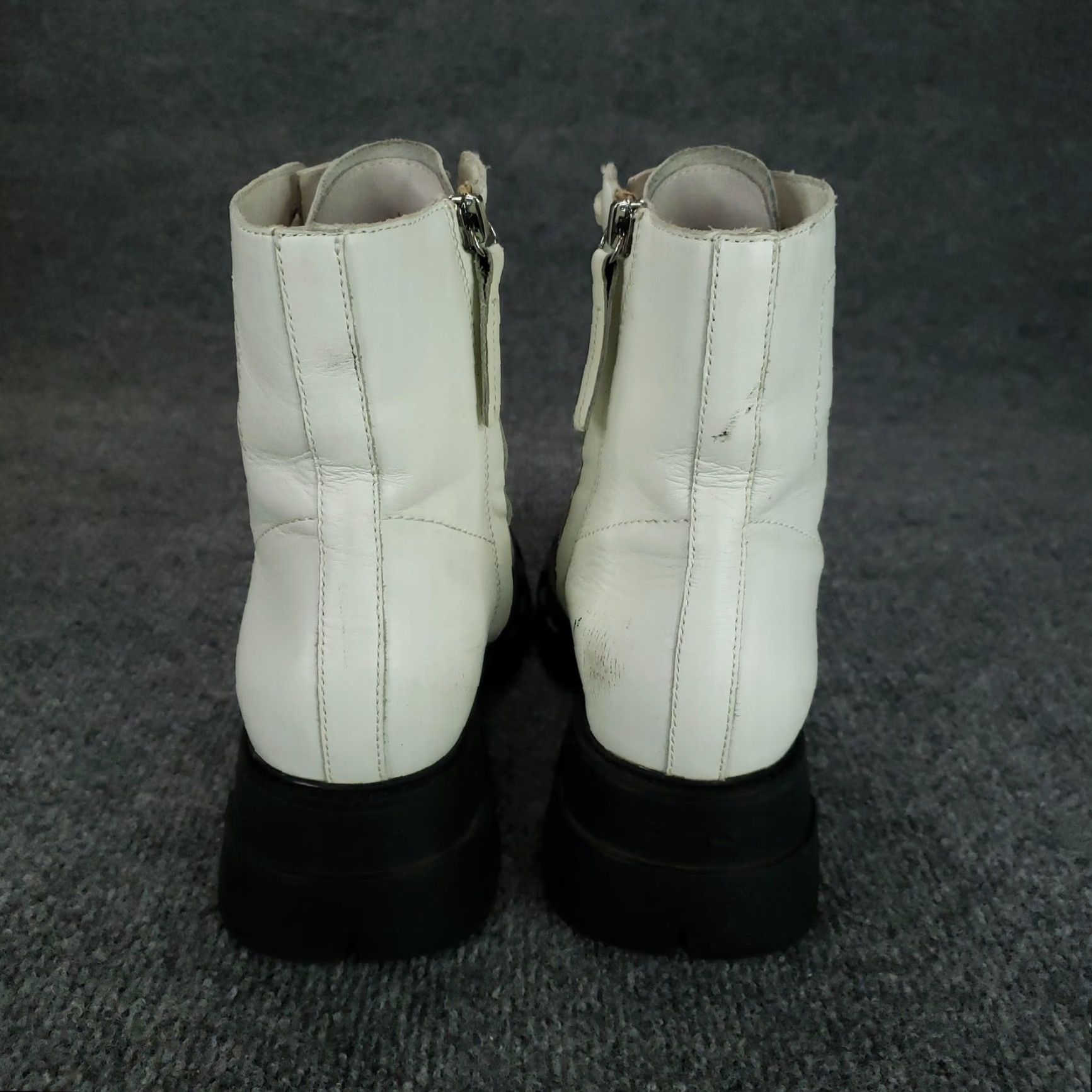 ASH ASH Lynch Boots Womens Size 7.5 White Leather Front Zip Combat Boots Mulit Lug Sole Platform Womens Shoes Size US 7.5 / IT 37.5 - 5 Thumbnail