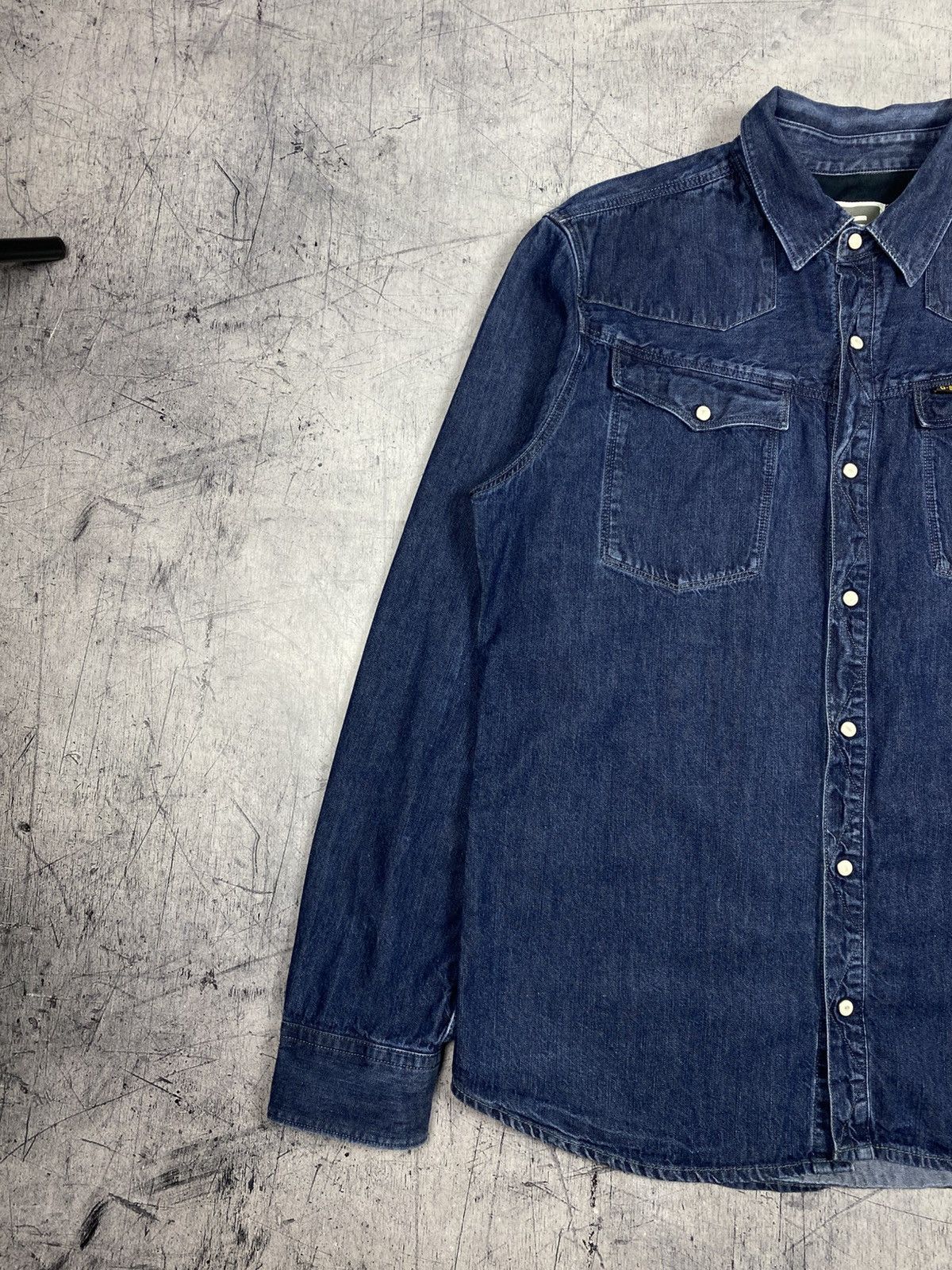 G-Star G-Star RAW Denim Western Shirt Blue Snap Button Tailor Shirt Size US XL / EU 56 / 4 - 3 Thumbnail
