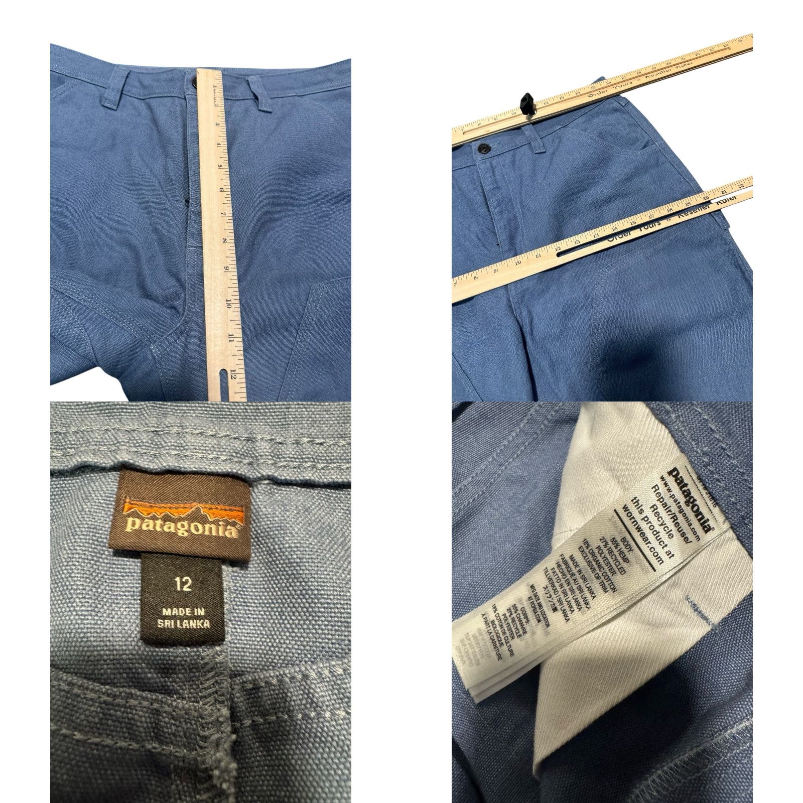 Patagonia Patagonia Hemp Canvas Pants Women Blue 12 Slim All Seasons Double Knee Carpenter Size 34" / US 12 / IT 48 - 10 Thumbnail