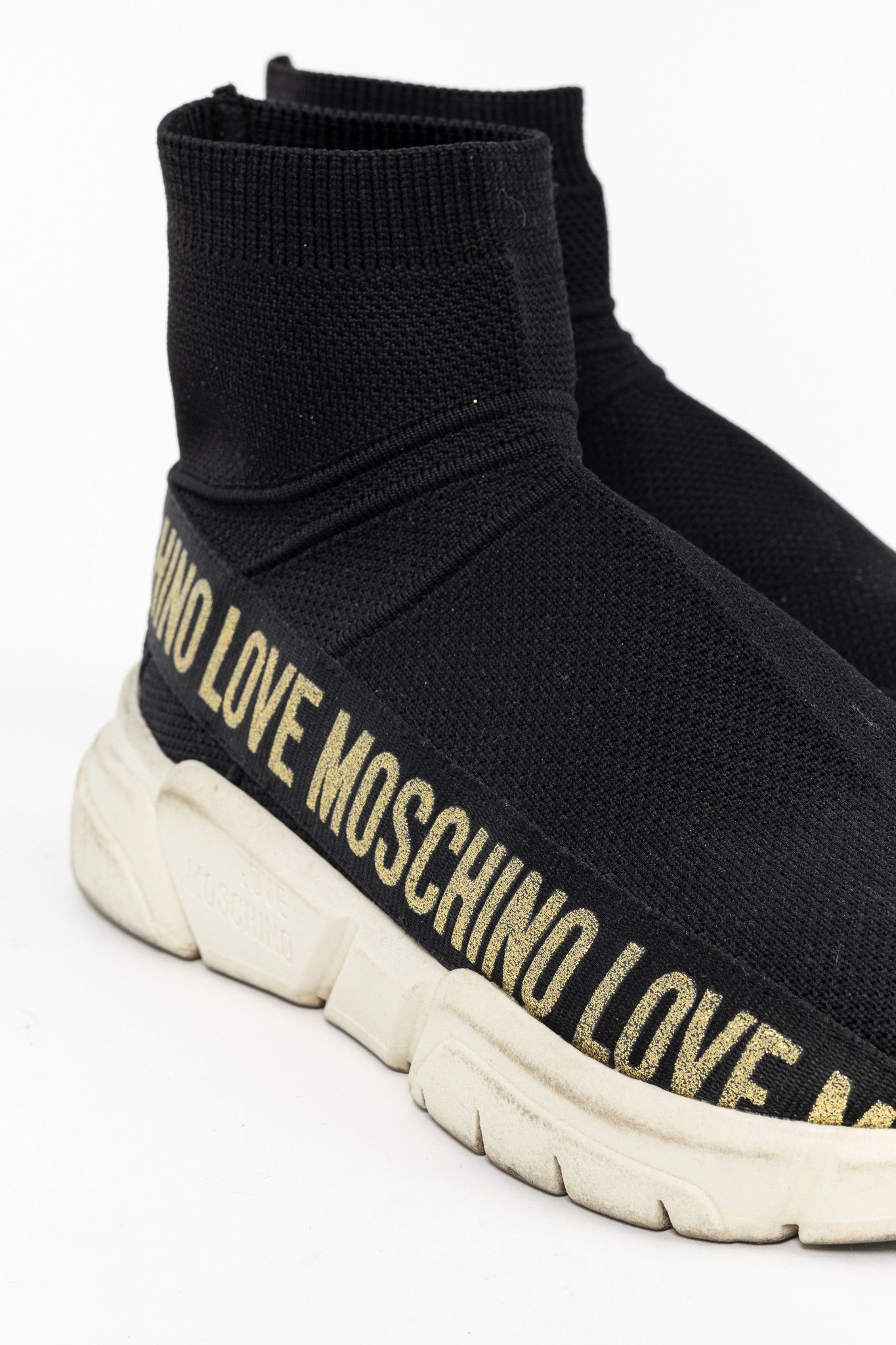 Love Moschino Love Moschino Black Glitter-Logo Sock Sneakers Size US 6.5 / IT 36.5 - 7 Thumbnail