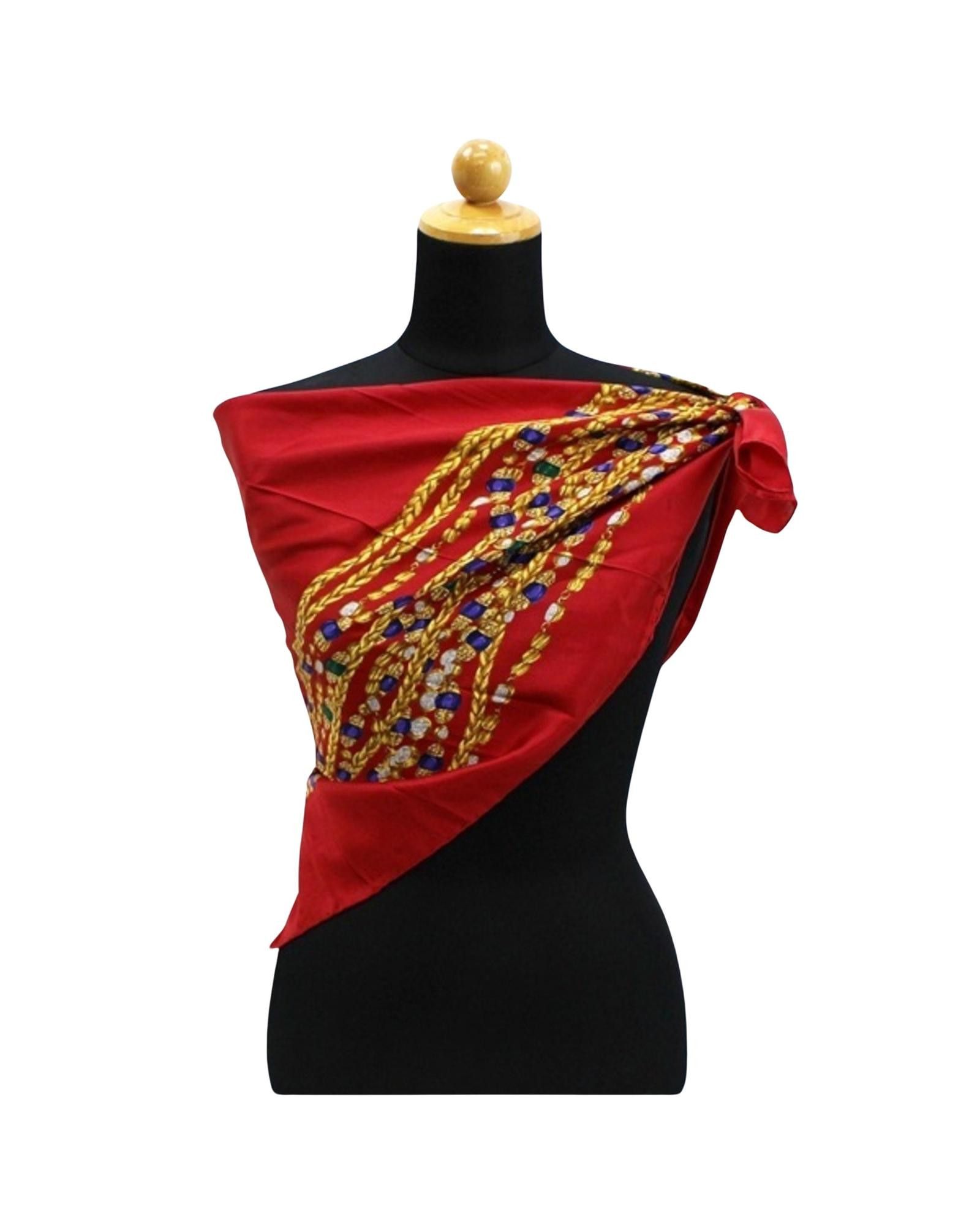 image of Chanel Luxurious Red Silk Scarf, Women's