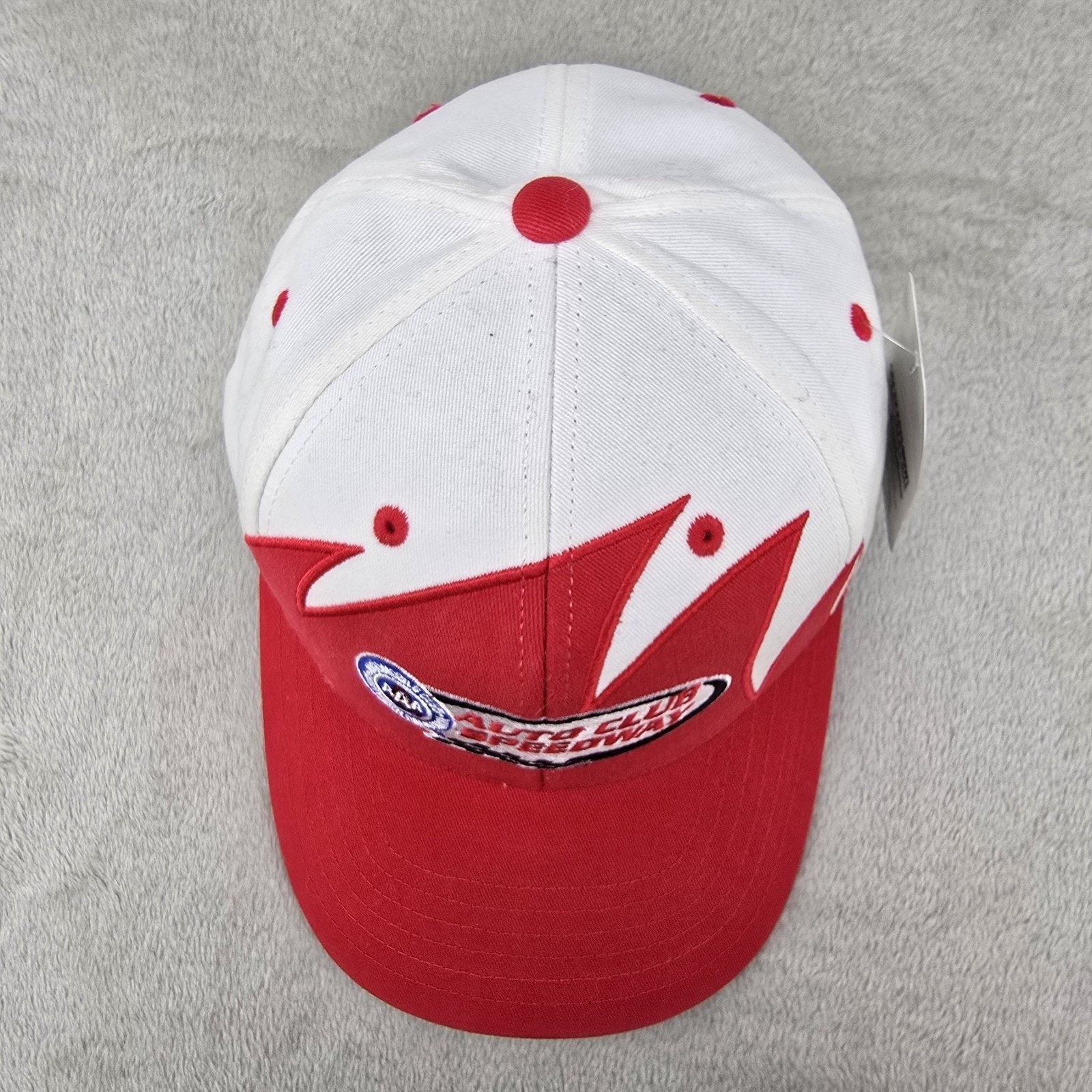 NASCAR Auto Club Speedway Sharktooth Hat Nascar White Red Vintage Size ONE SIZE - 3 Thumbnail