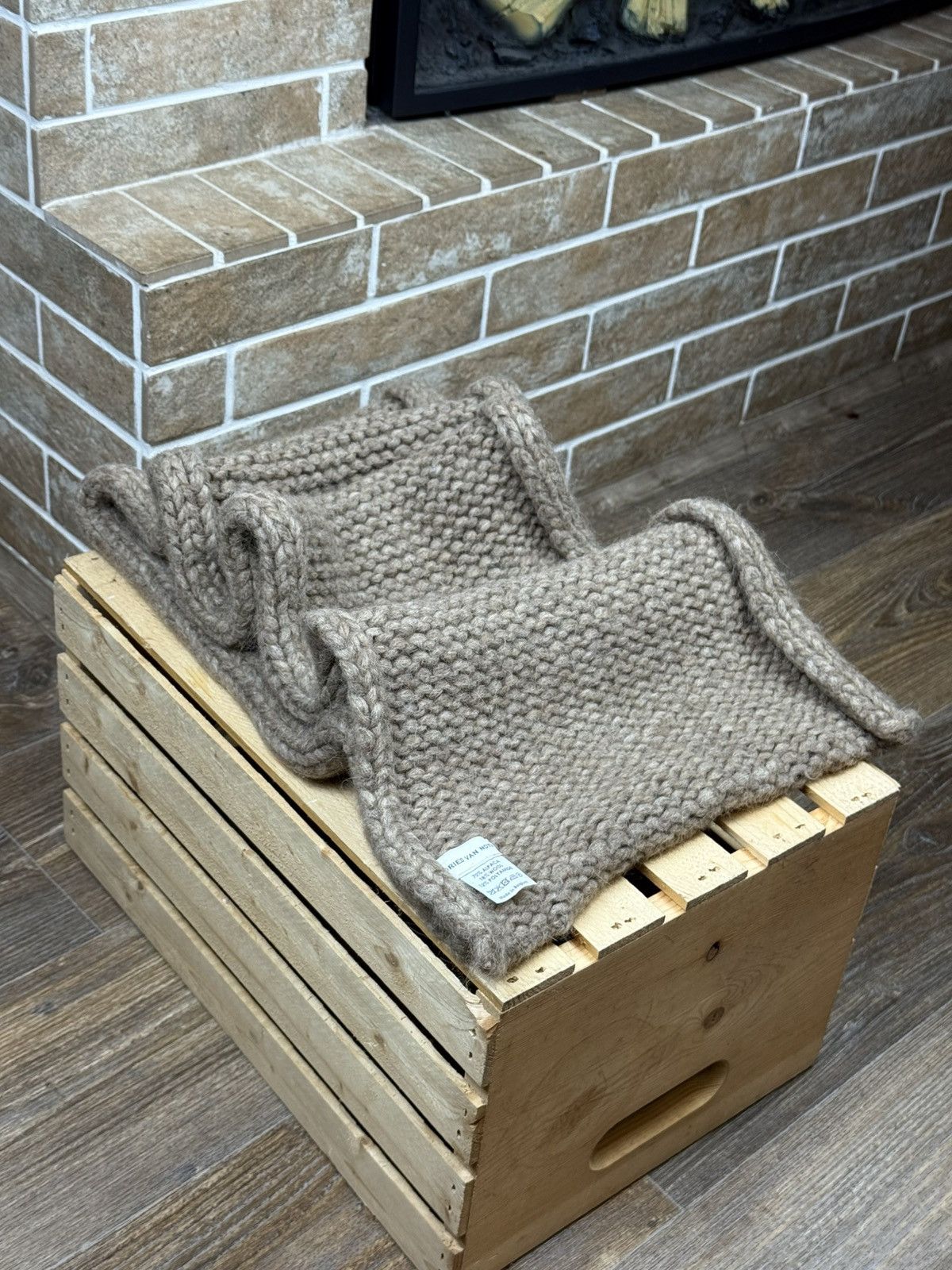 Dries Van Noten Vintage Dries van Noten Knitted Alpaca Beige Scarf Size ONE SIZE - 2 Thumbnail