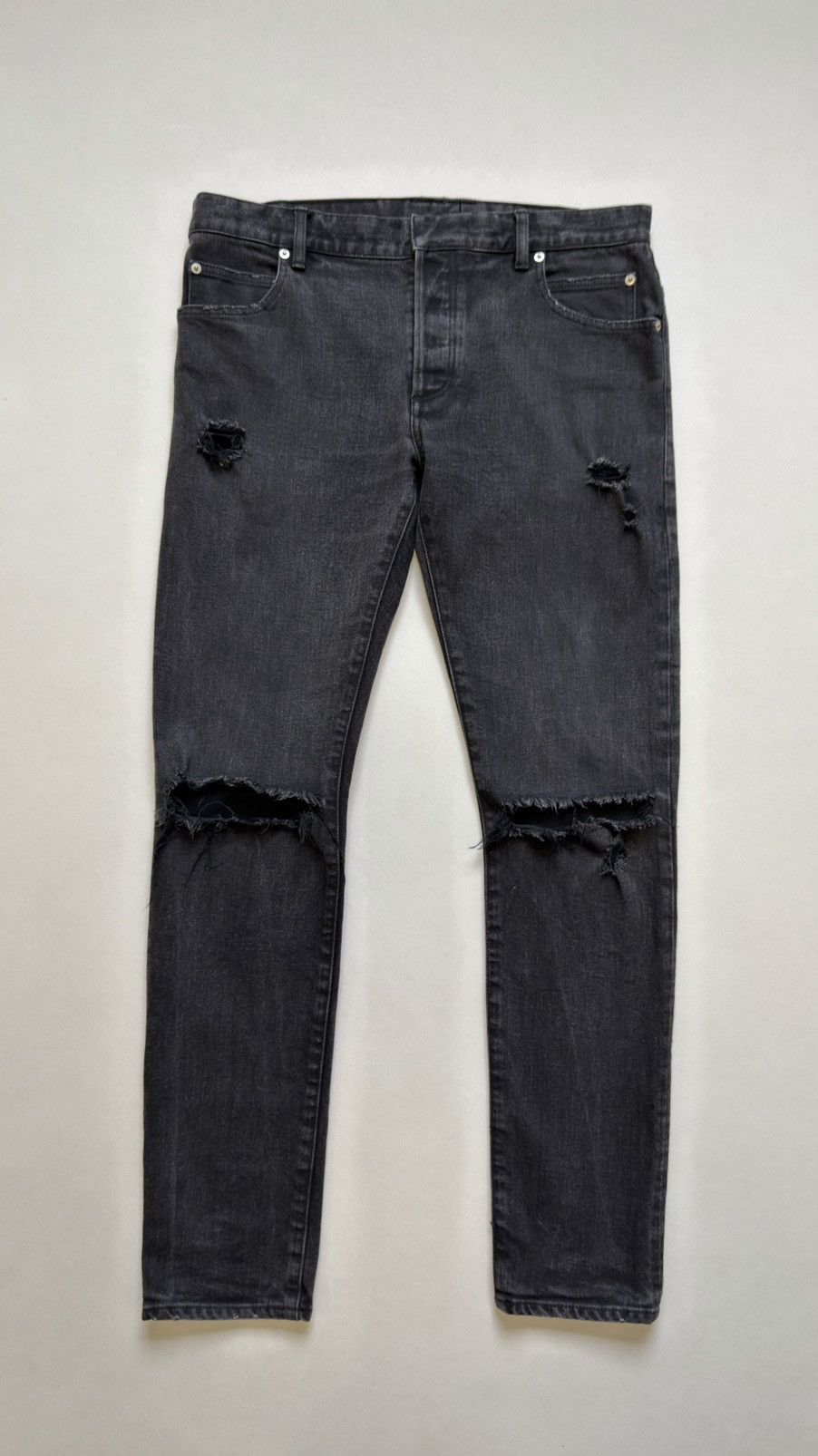 Balmain 2012 ‘Knee Blowout’ Washed Black Jeans Size US 34 / EU 50 - 1 Thumbnail