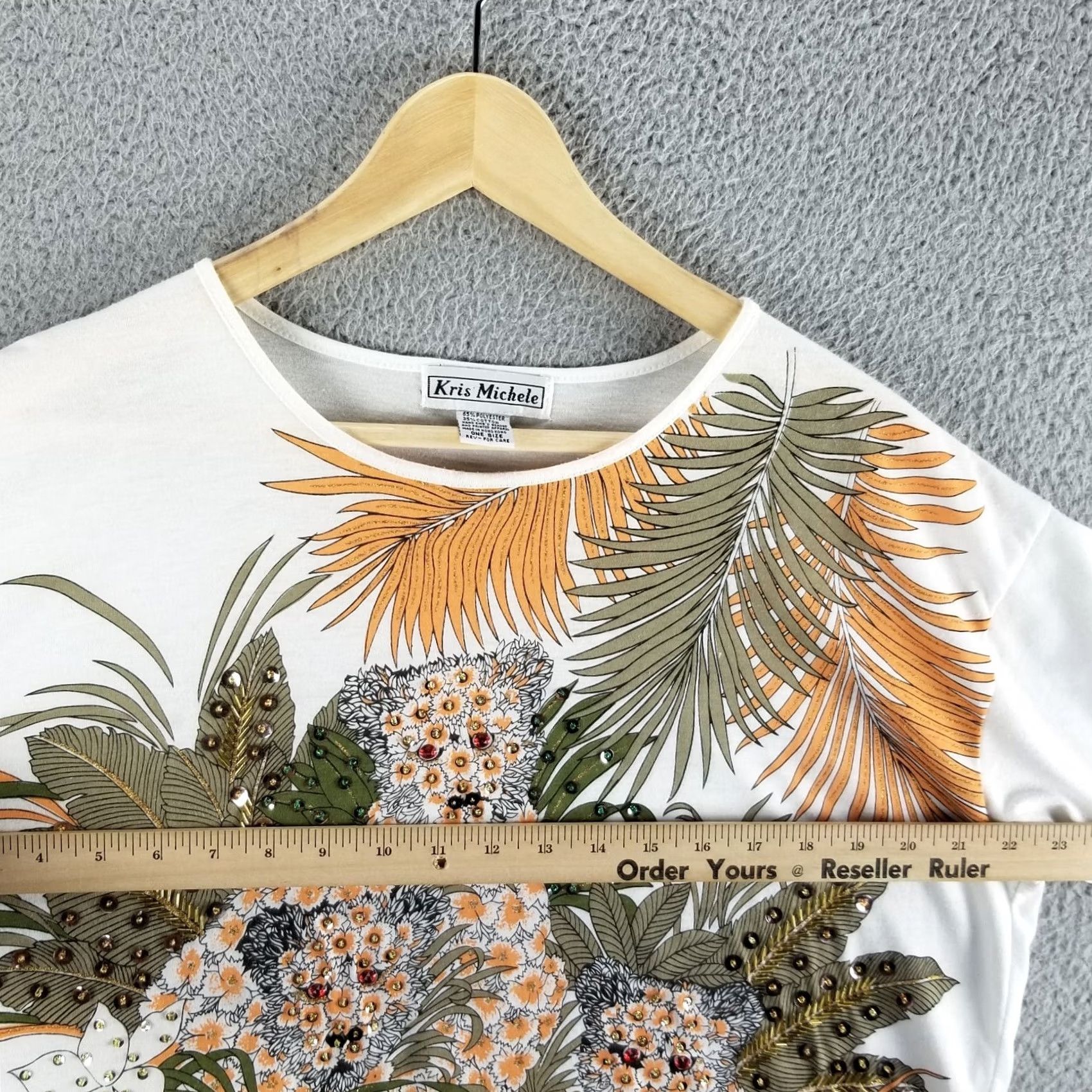 Vintage VINTAGE Leopard T-Shirt Adult XL White Beaded Rhinestone Sequin Big Cat Tee Nature Animals Shirt Womens Size US XL / EU 56 / 4 - 5 Thumbnail