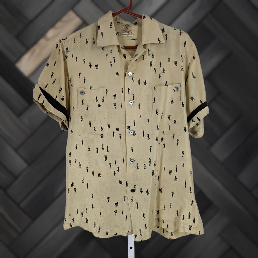 Atomic VINTAGE Littler Seattle Silk Rockabilly Shirt 1950s Loopneck Short Sleeve Yellow 42" Chest M Men/Womens? Size US M / EU 48-50 / 2 - 1 Thumbnail