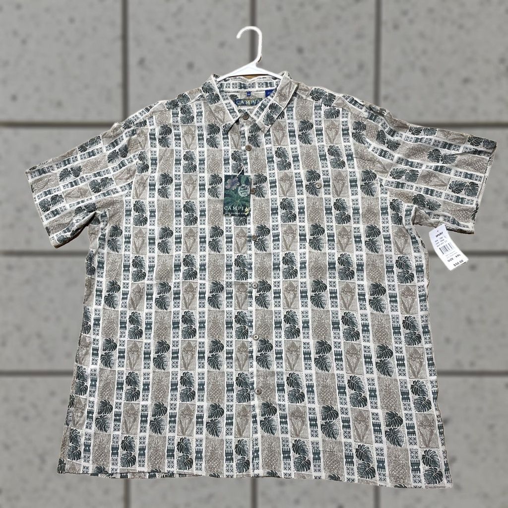 Vintage Campia Moda Hawaiian Shirt Men 2XL Green Tan Patchwork Tropical Art XXL NEW Size US XXL / EU 58 / 5 - 1 Thumbnail