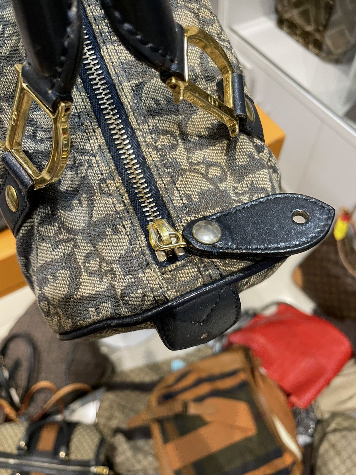 Dior AUTHENTIC CRISTIAN DIOR CANVAS BOSTON 25 HANDBAG VINTAGE Size ONE SIZE - 7 Thumbnail