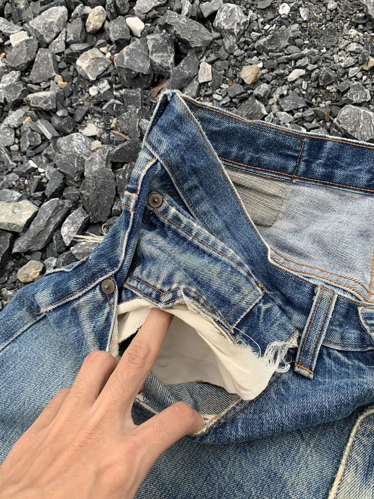 Japanese Brand VINTAGE FIRST STANDARD CO RUSTY FADED DISTRESSED DENIM Size US 33 - 19 Thumbnail