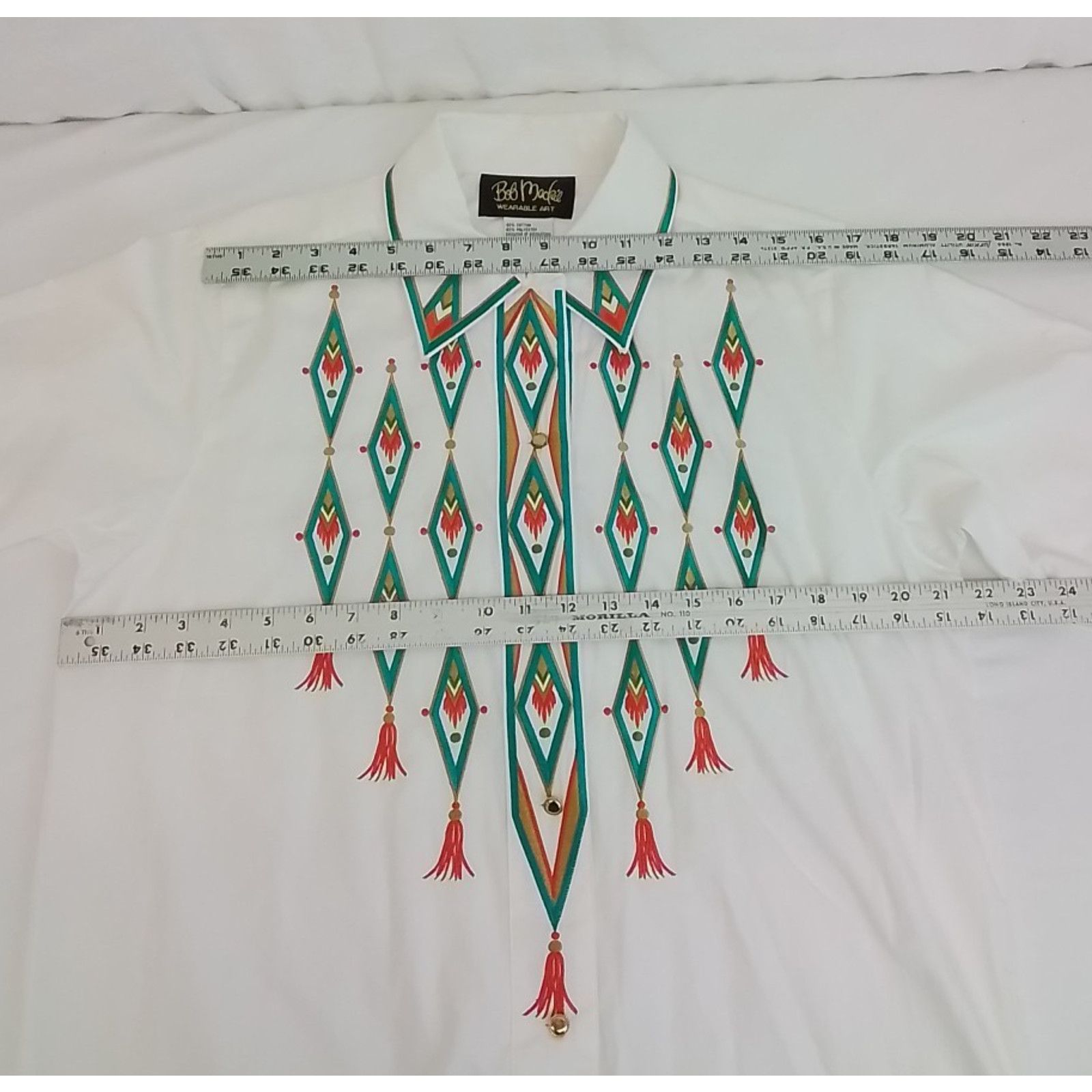 Bob Mackie Bob Mackie Button-Up Blouse Women's M White Embroidered Size M / US 6-8 / IT 42-44 - 10 Thumbnail
