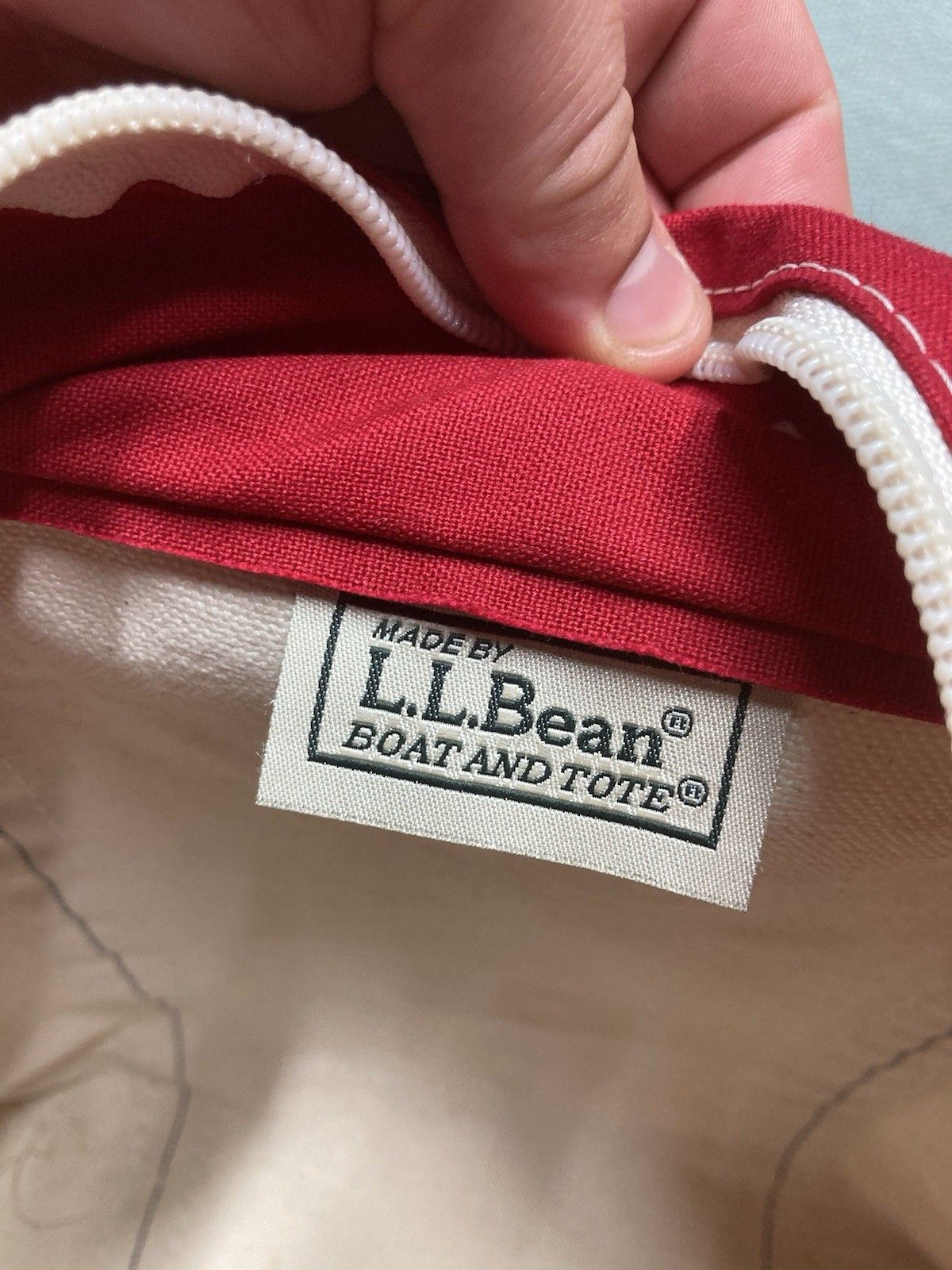 Vintage LL bean boat and tote canvas hand bag red zip USA large 16” Size ONE SIZE - 5 Thumbnail