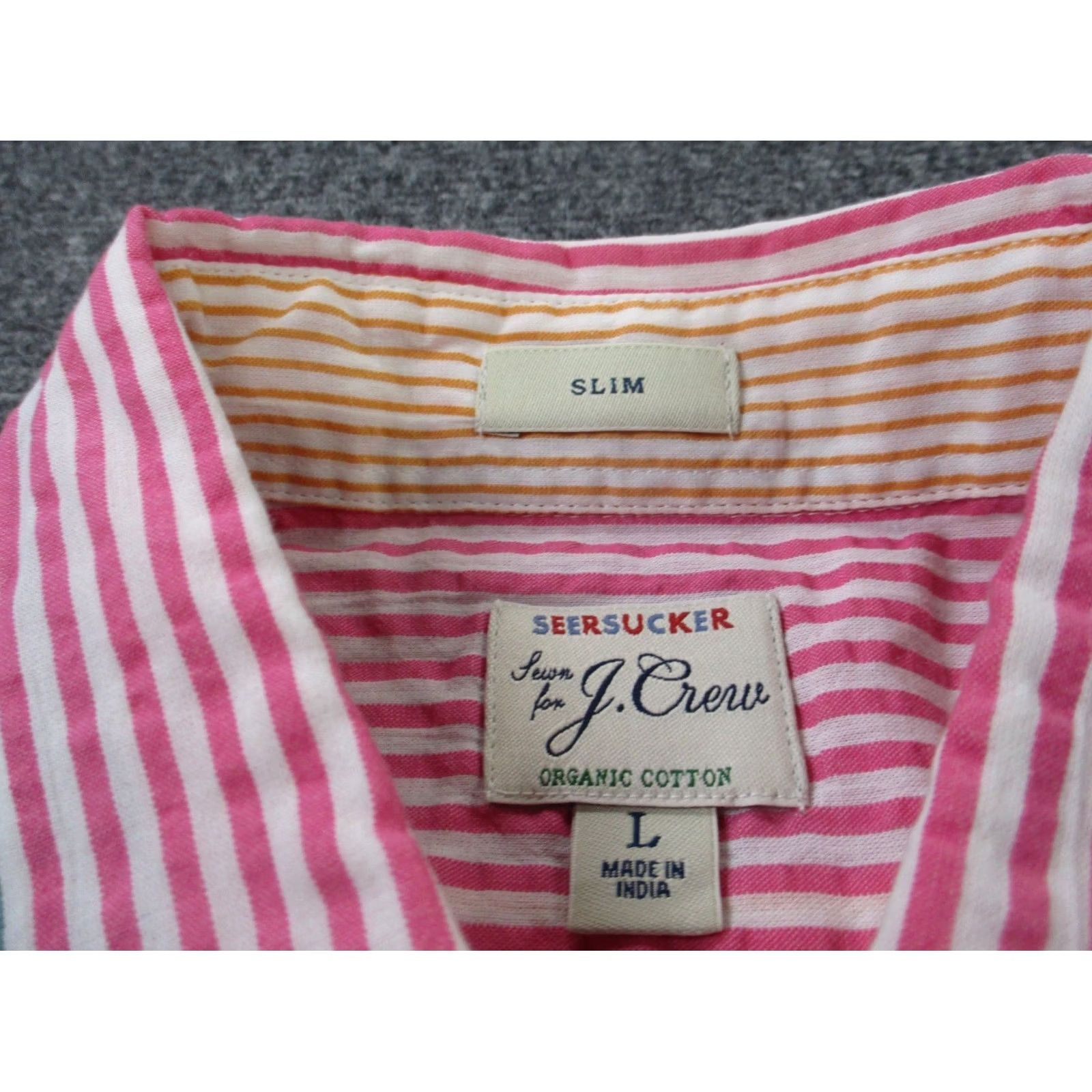 J.Crew J.CREW Shirt Men L Colorful Striped Seersucker Slim Business Golf Preppy Beach Size US L / EU 52-54 / 3 - 6 Thumbnail