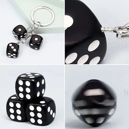 Vintage Black Dice Pendant Keychain Size ONE SIZE - 3 Thumbnail