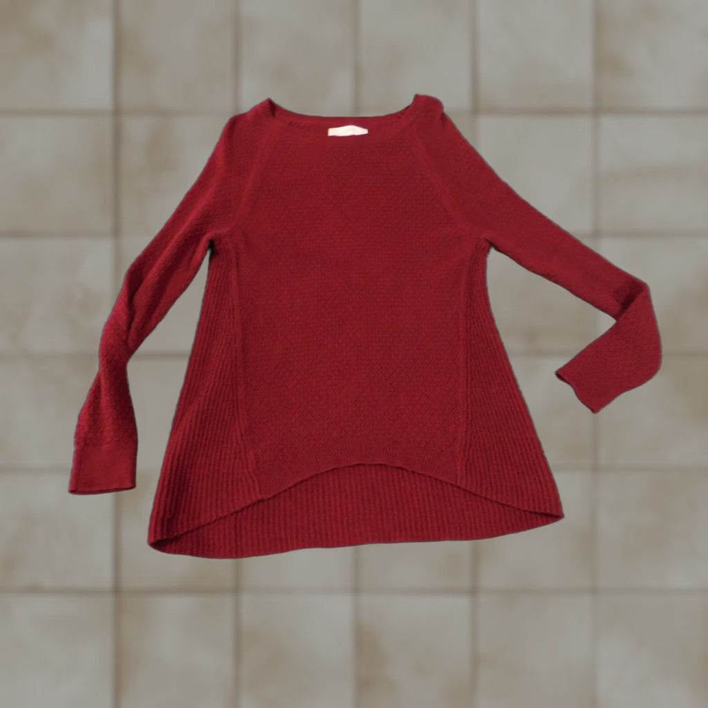 Loft LOFT Sweater Womens M Red Crew Neck Knit Long Sleeve Pullover Cotton Casual Size M / US 6-8 / IT 42-44 - 1 Thumbnail