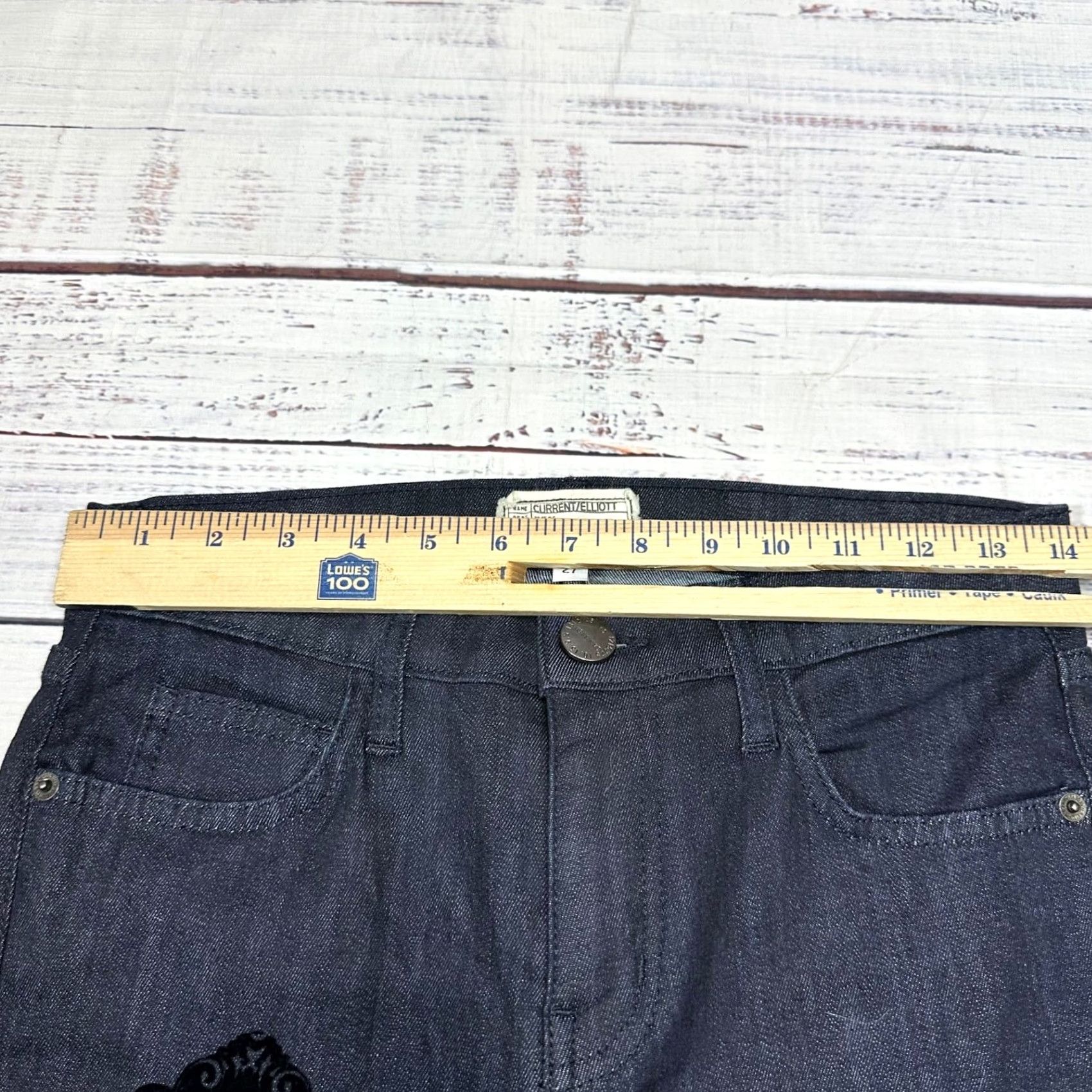 Vintage Current/Elliott Womens Jeans Slim Blue Sz 27 Velour Print Cotton Blend Size 27" / US 4 / IT 40 - 4 Thumbnail