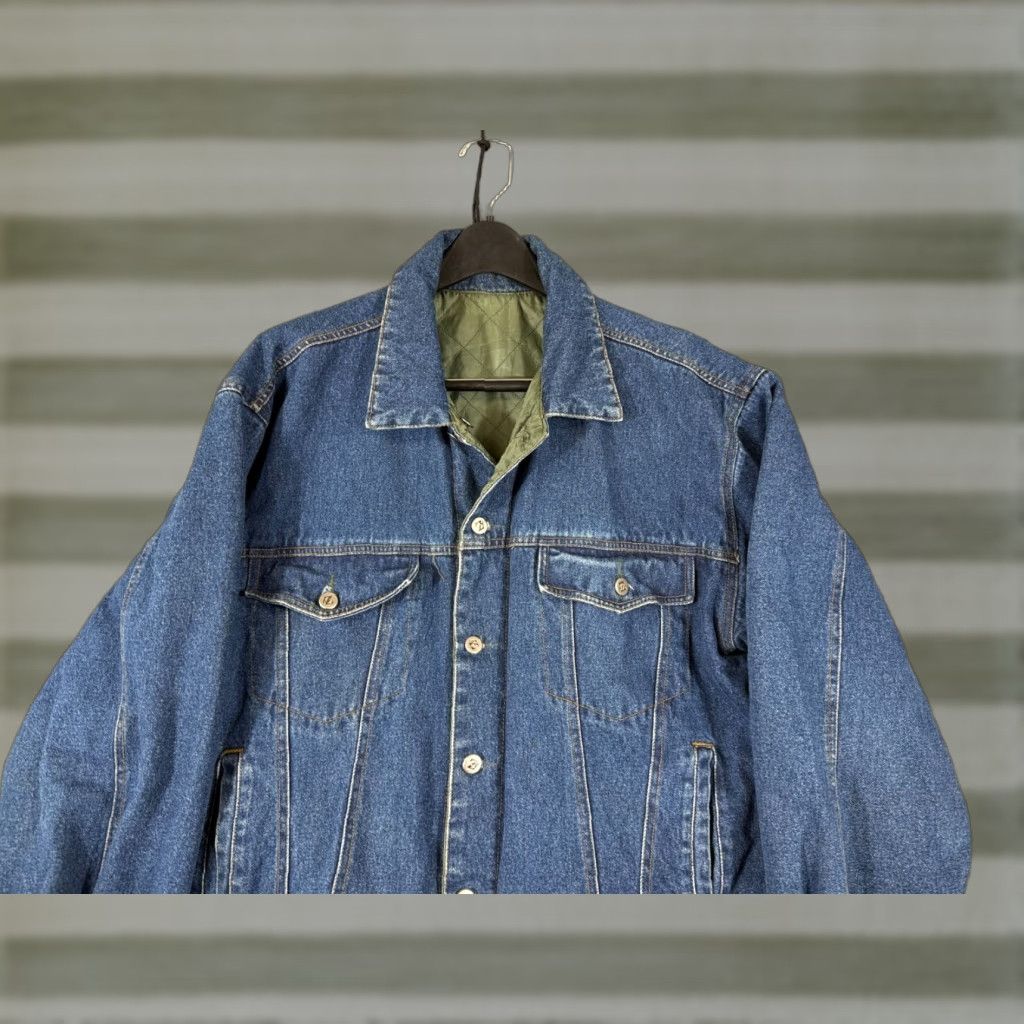 Vintage VINTAGE AriZona Jean Co Jacket Mens Large Blue Denim Quilted Lined Button Front Cowboy Trucker 90s Size US 33 - 1 Thumbnail