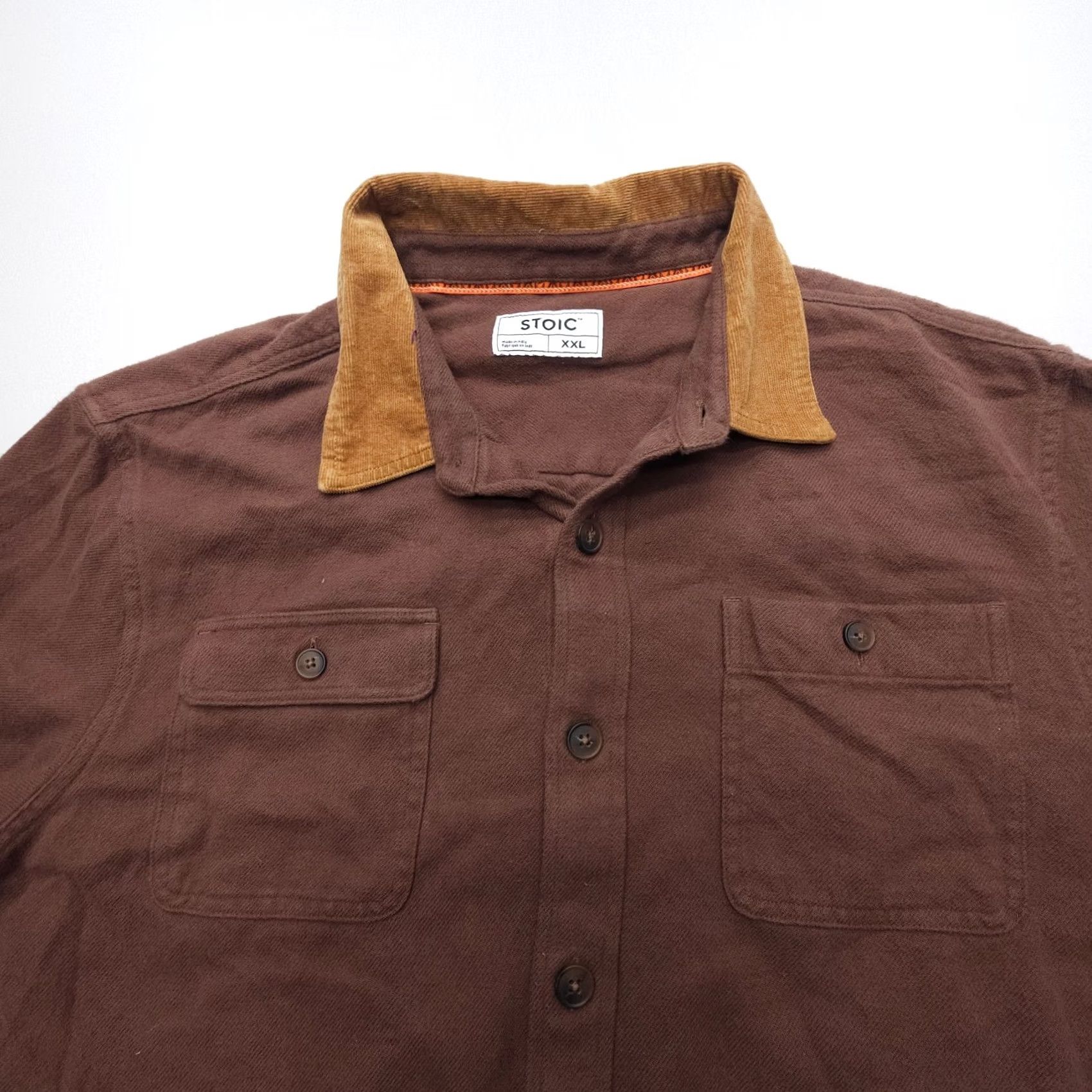 Stoic Stoic Mens Flannel Shirt 2XL Brown Corduroy Collar Elbow Patches Button-Up Outdoor Casual Workwear Shirt Size US XXL / EU 58 / 5 - 5 Thumbnail