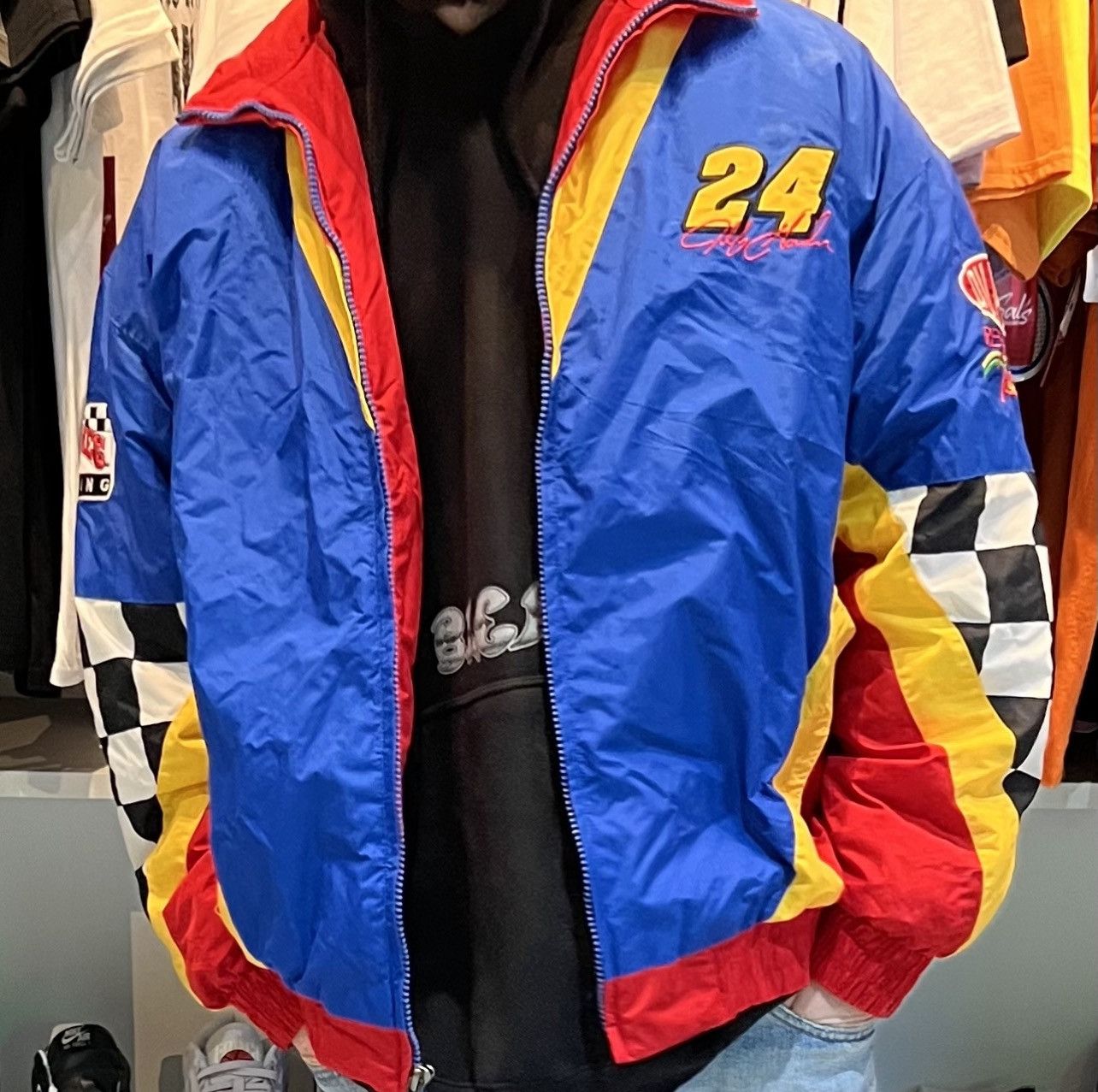 image of Vintage Nascar Puffer Jacket in Red, Men's (Size XL)