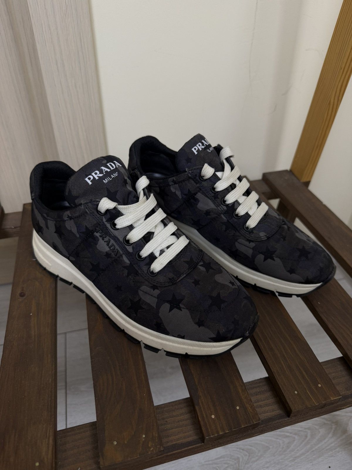 Prada Prada Nylon Camouflage Star Print Low-Top Sneakers shoes Size US 9 / IT 39 - 1 Thumbnail