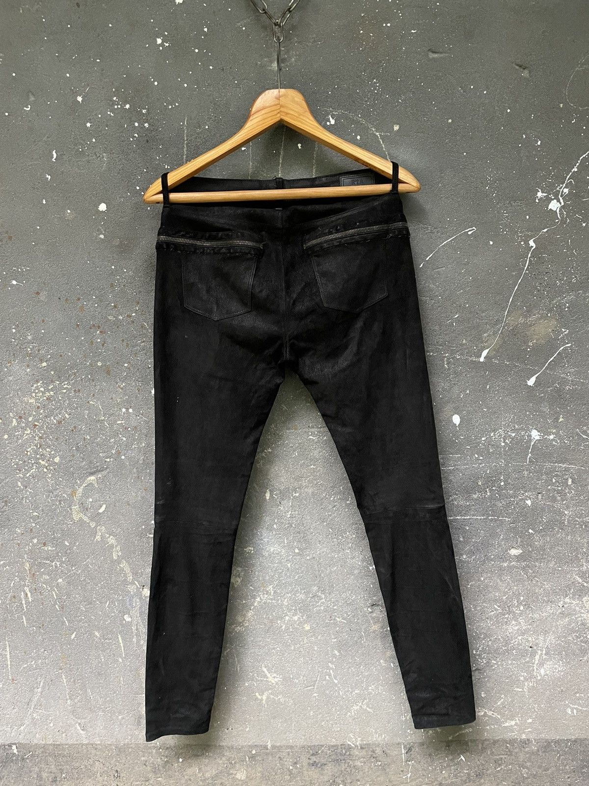Rta Road To Awe R+ A Leather Pants Zipper Avant Garde Black RARE Size 28" / US 6 / IT 42 - 3 Thumbnail